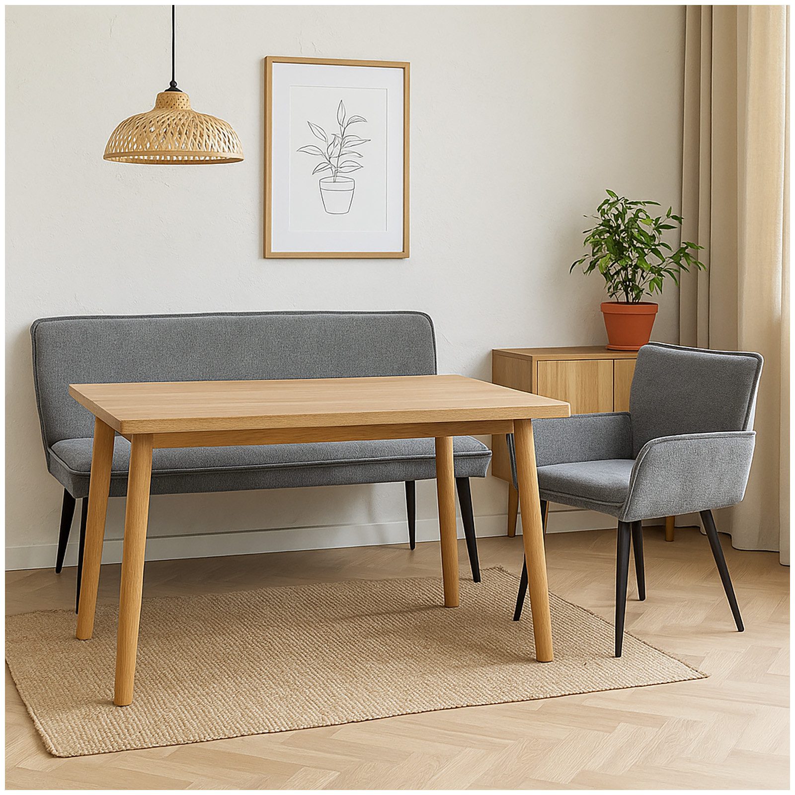 HTI-Living Polsterbank Bank Mesilla Blaugrau (Stück, 1-St., 1 Sitzbank), Polsterbank