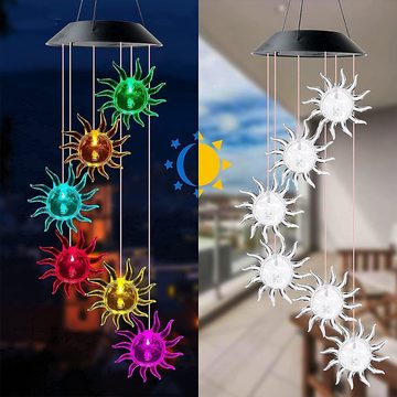 GelldG Lichterkette Sonnen-Solar-Windspiel, Gartengeschenke, Windspiele im Freien