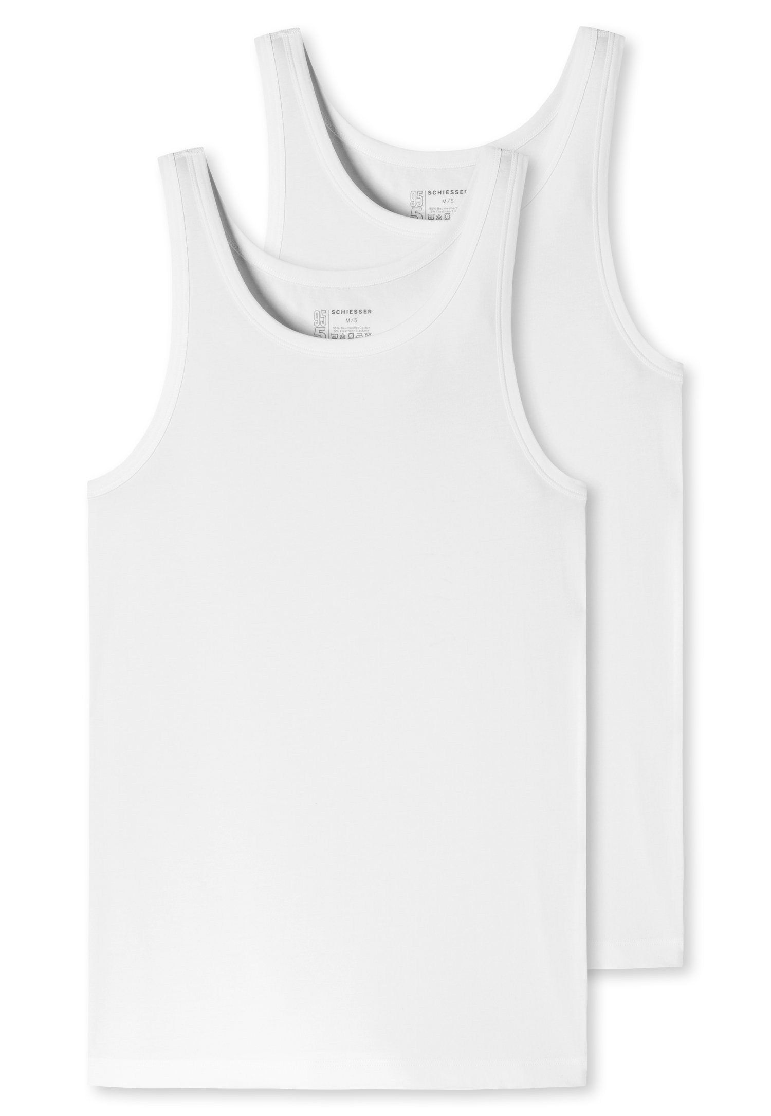 Schiesser Unterhemd (2er-Pack) mit seitlichen Nähten weiß