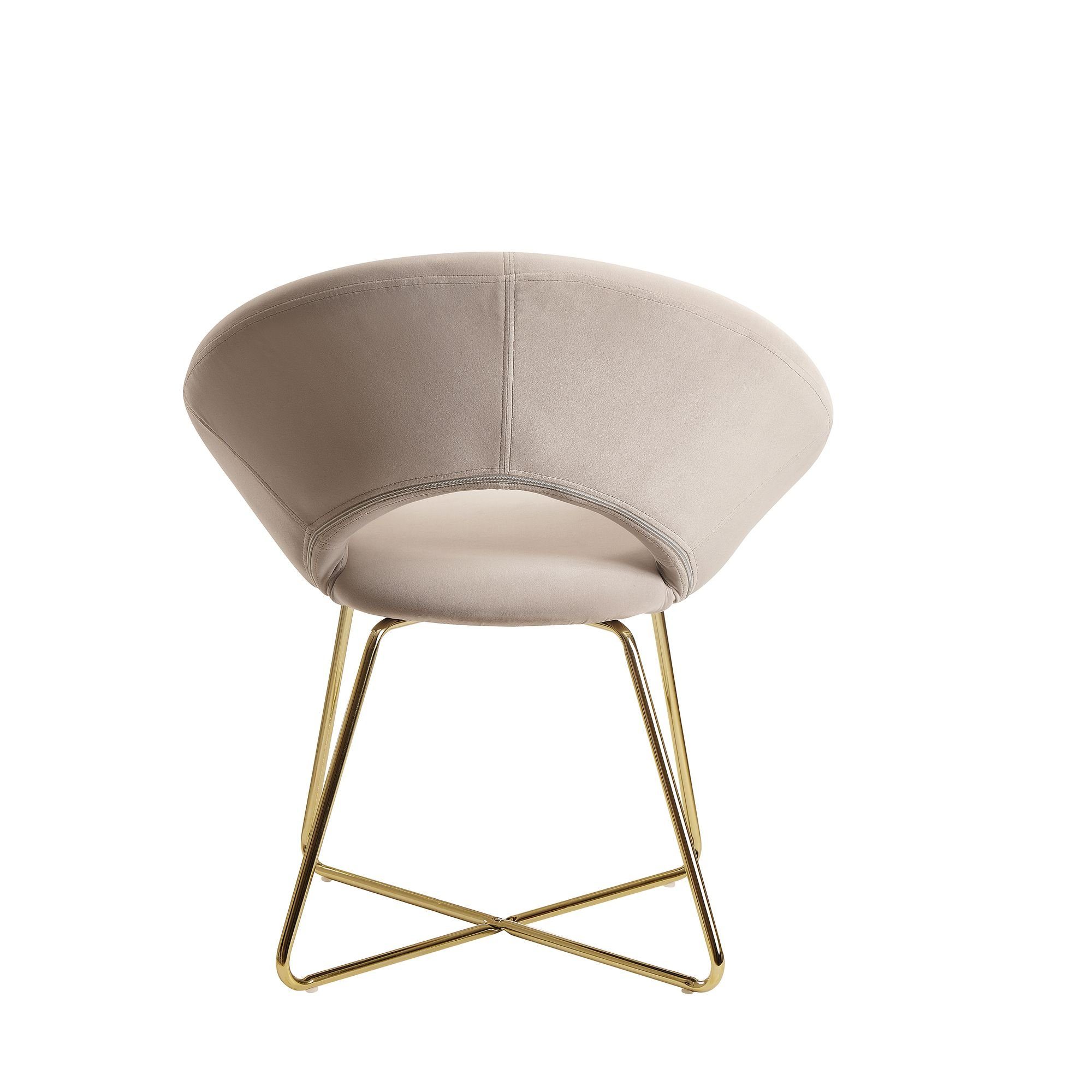 KADIMA DESIGN | Beige Küchenstuhl: Sitzschale NETO Samt, gepolsterte Metallbeine, Beige Esszimmerstuhl