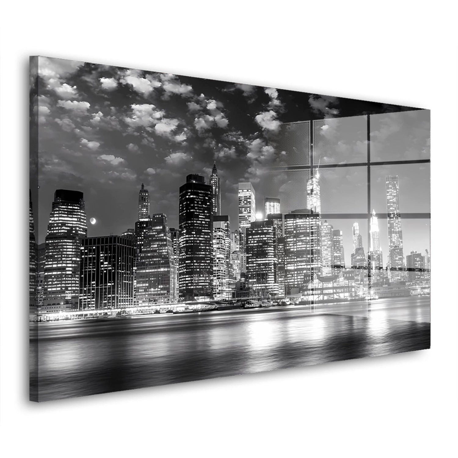 Artedinoi Acrylglasbild Manhattan NY Skyline Night Style Acrylglas Wandbild Bild Wanddeko Wohn