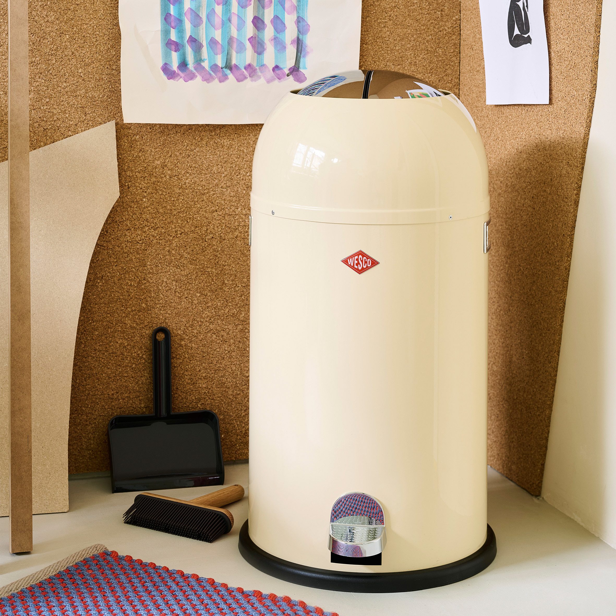 WESCO Mülleimer Kickmaster, Abfallsammler mit Dämpfer, 33 Liter
