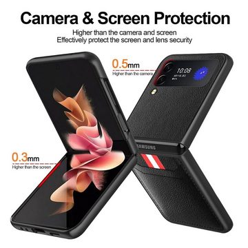 Wigento Handyhülle Für Samsung Galaxy Z Flip4 5G Design Kartenfach Hart Cover Handy Tasche Hülle Etuis Grün