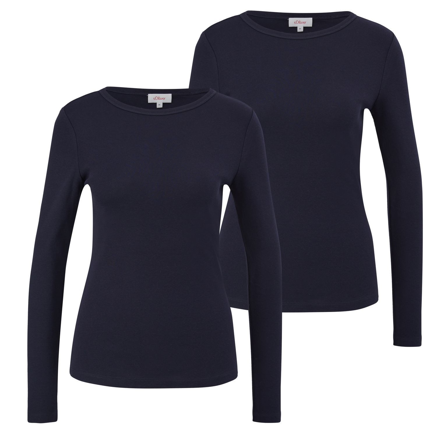 s.Oliver Longsleeve Longsleeve langarm, Rundhals-Ausschnitt, 2er Pack