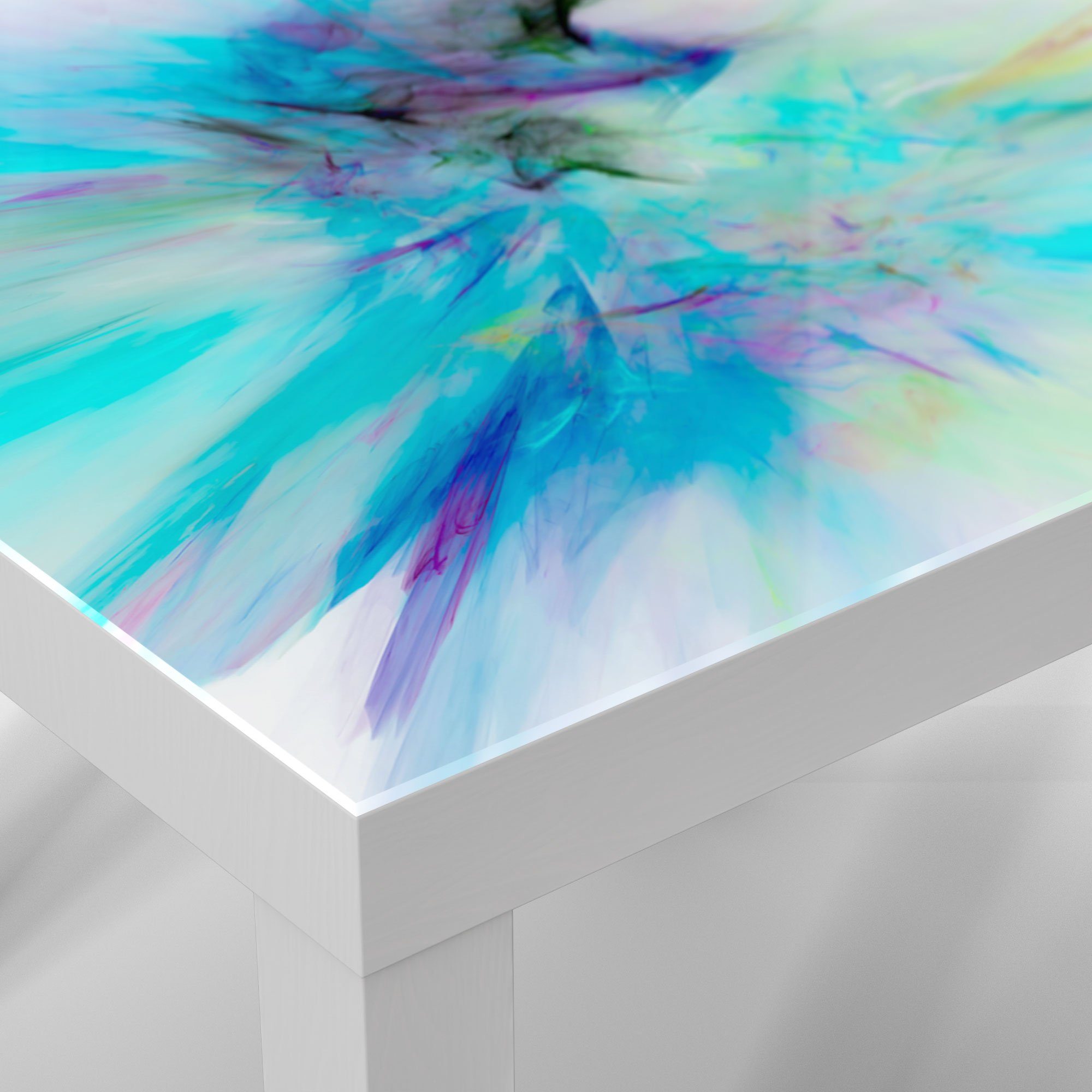 modern Glas Weiß DEQORI Beistelltisch 'Supernova Farben', Couchtisch der Glastisch