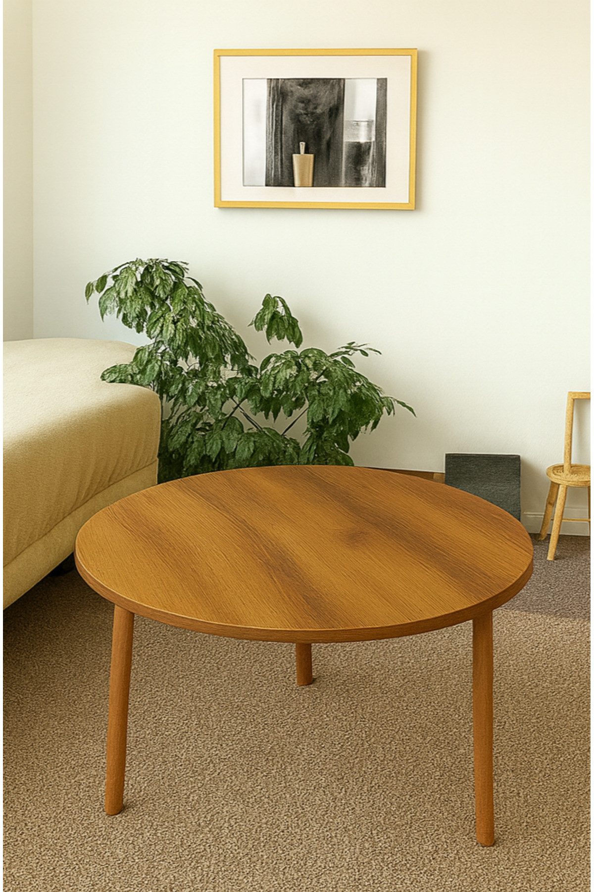 en.casa Couchtisch (1-St), Rund, Holzbeine, modern 91332191