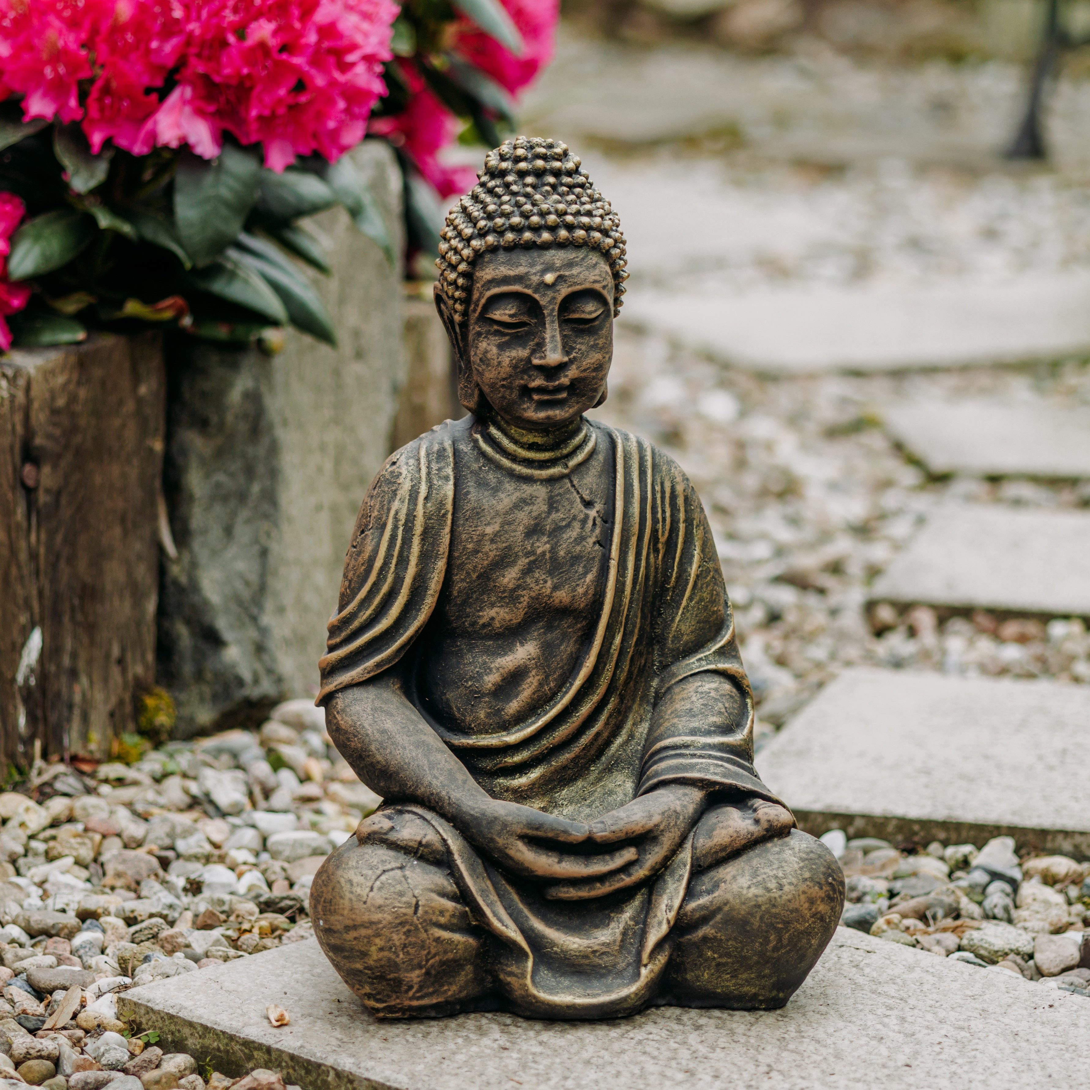 gartendekoparadies.de Gartenfigur Massive Buddha Statue Steinfigur, günstig online kaufen
