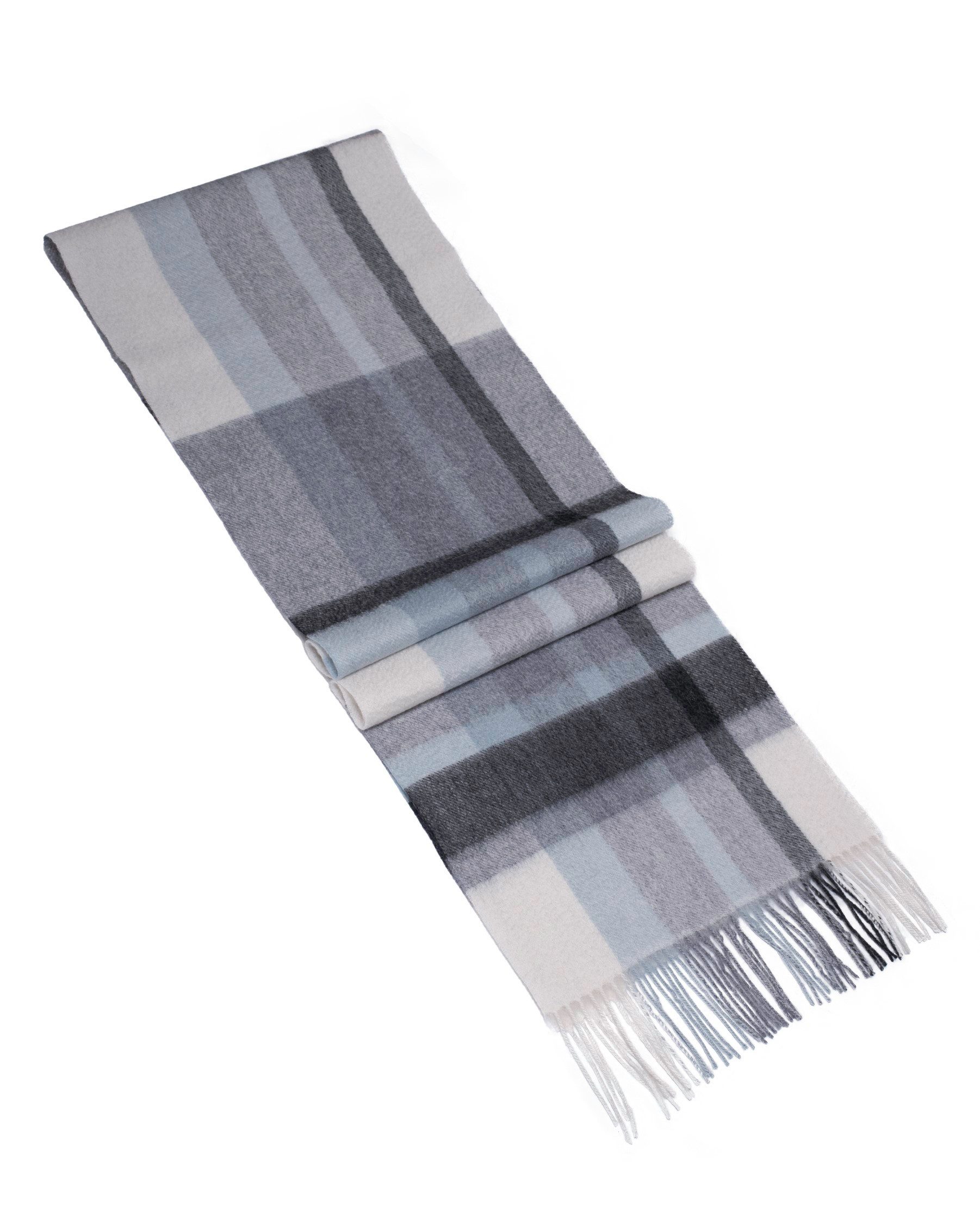 MayTree Kaschmirschal Unisex, 180 x 30cm, mit Fransen, gewebt Tartan verschiedene Grau, (Stück, 1-St), 100% Kaschmir