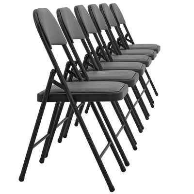 Pro-tec Stuhl, 6x Klappstuhl »Office« Konferenzstühle - grau - mit schwarzem Metallgestell
