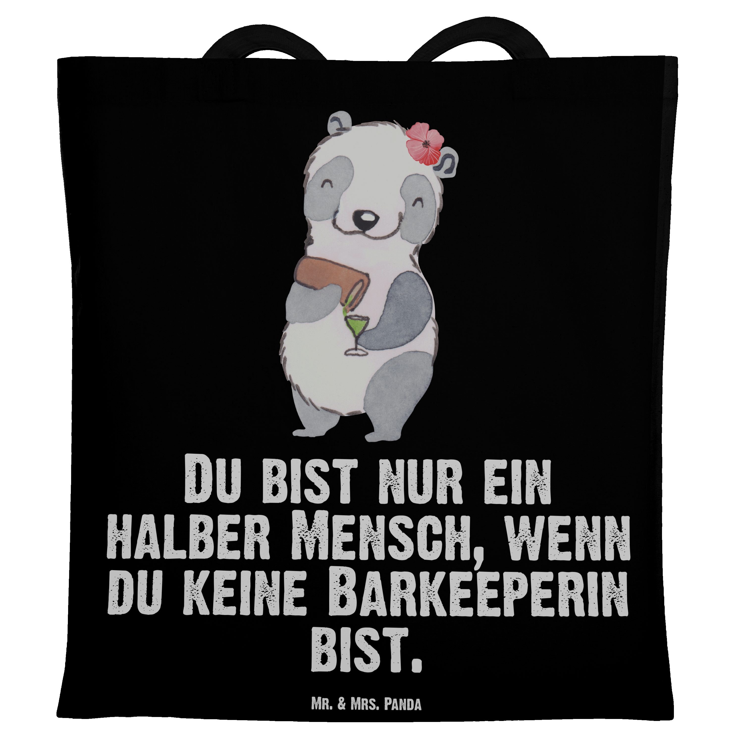Mr. & Mrs. Panda - Tragetasche Schwarz Bartender, - Barkeeperin Geschenk, mit Herz (1-tlg) co Firma, Kurs