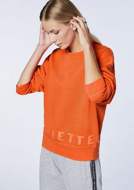 JETTE SPORT Sweatshirt mit farblich abgestimmten Logo über dem Saum