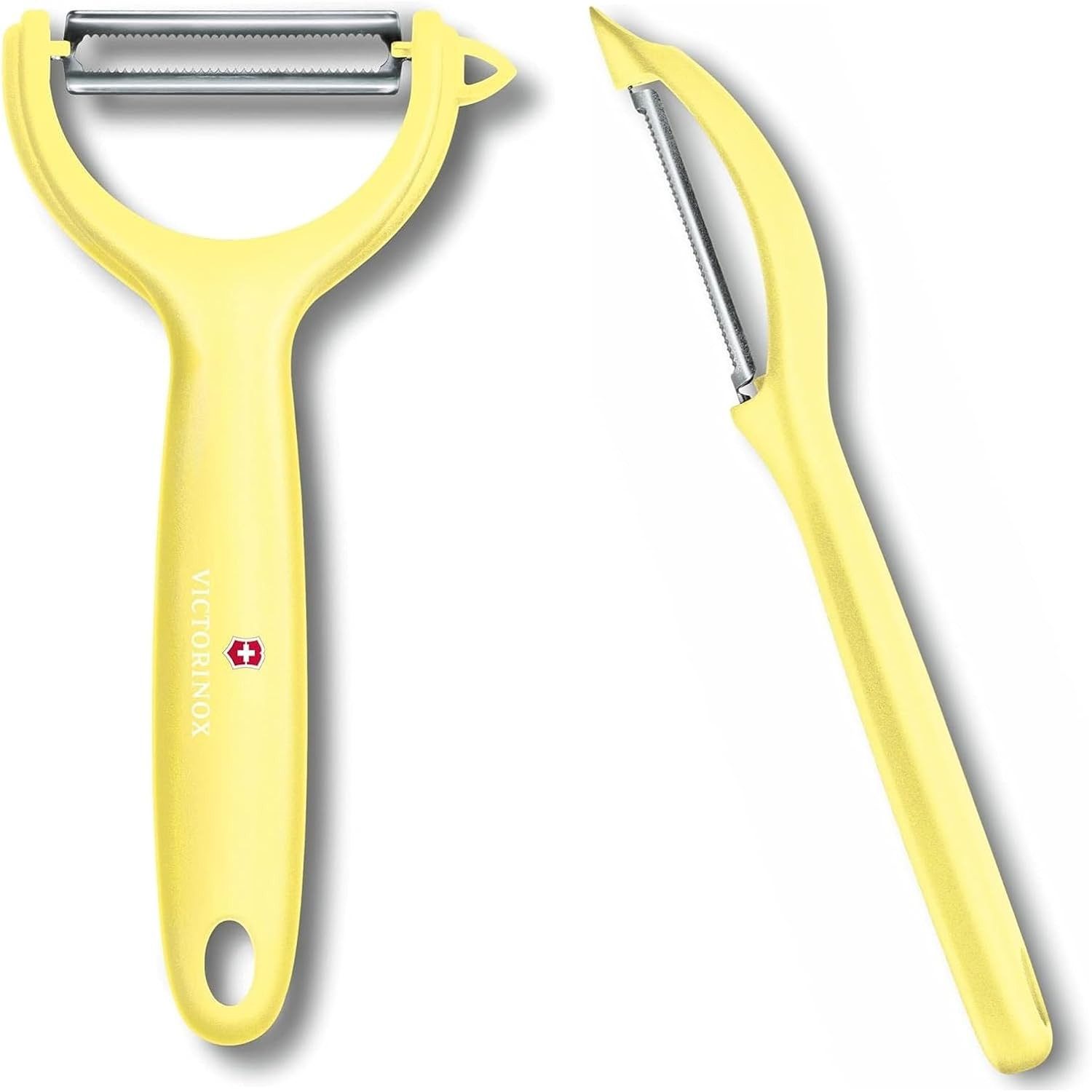 Victorinox Spargelschäler Universalschäler Duo Pack, extra scharf, Zackenschliffklinge, zweis, chneidig ergonomischer Griff, Limited Edition Hellgelb