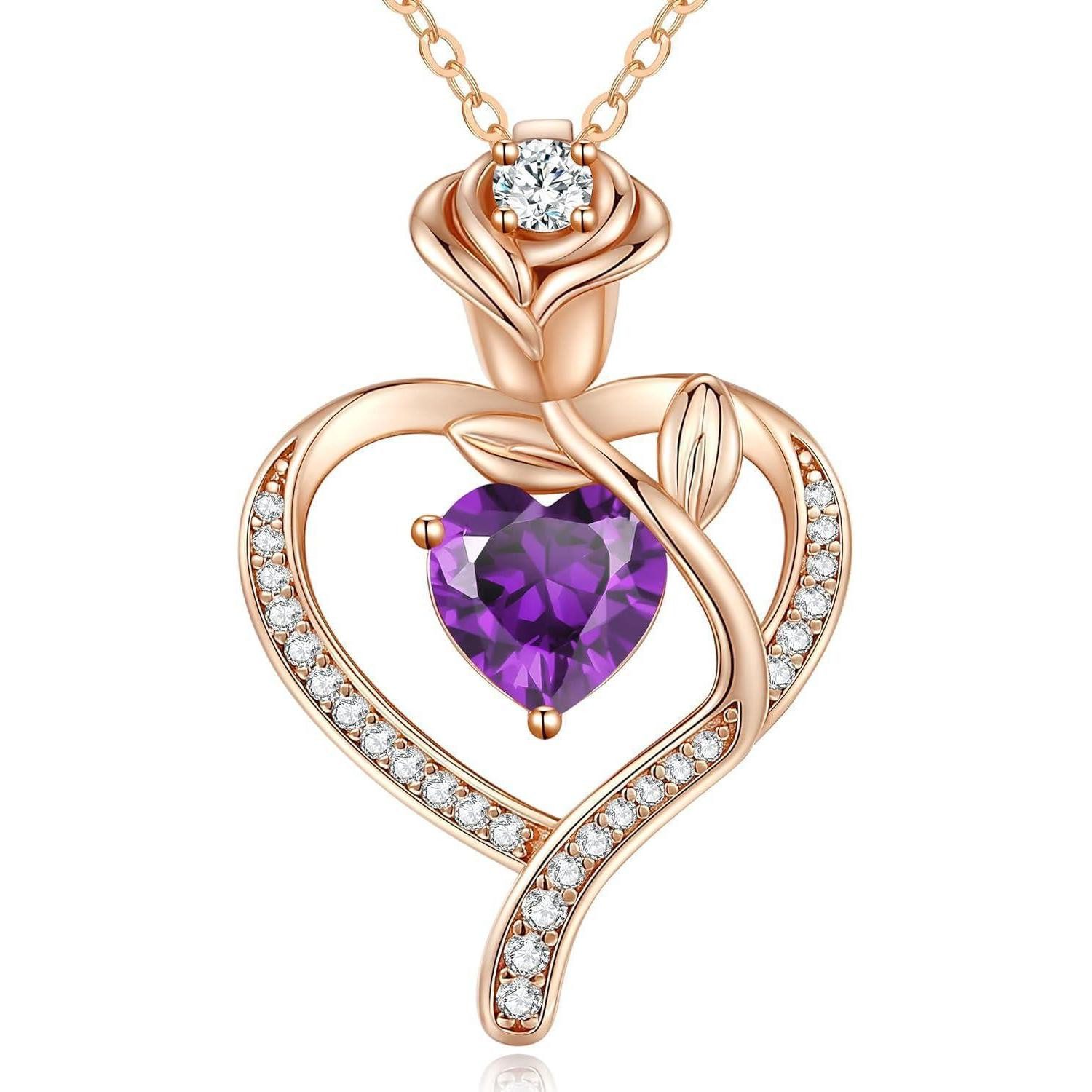Kette mit Anhänger Halskette Damen Silber 925 Rosegold Herz Anhänger Rosegold-02