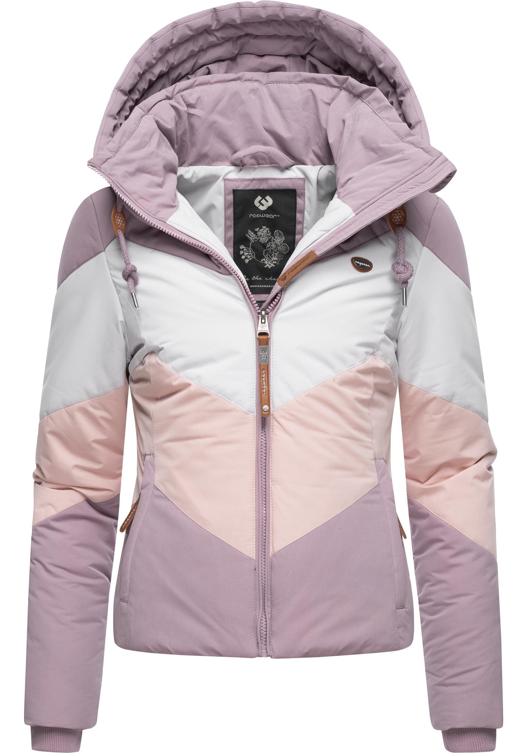 Ragwear Anorak Novva Block stylische Winterjacke mit V-Steppung und Kapuze lavender