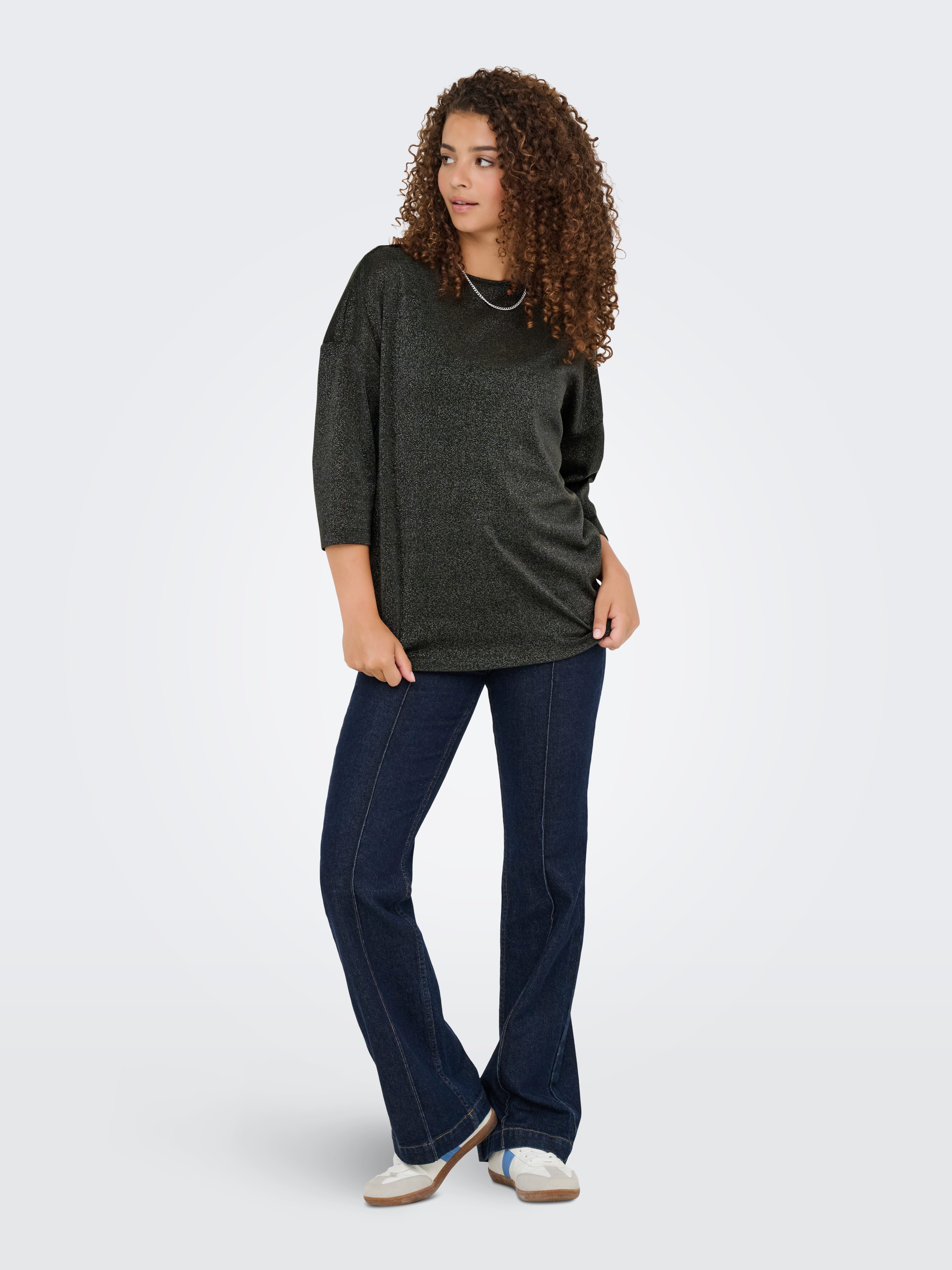 ONLY 3/4-Arm-Shirt ONLSILVERY GLAMOUR LUREX 3/4 TOP JRS mit Glitzer-Effekt – Bild 4 von 5