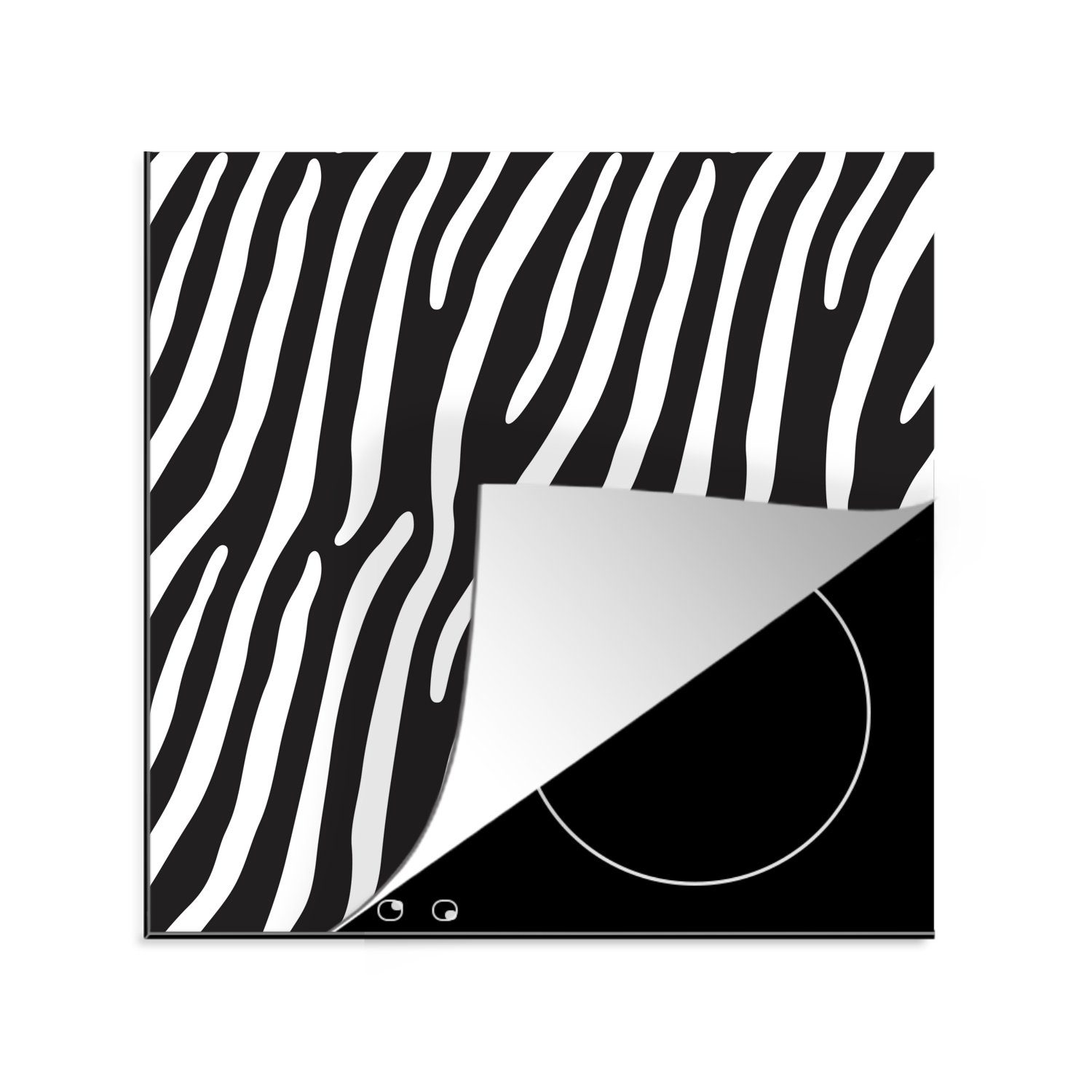 MuchoWow Herdblende-/Abdeckplatte Tiere Ceranfeldabdeckung, Arbeitsplatte (1 für Vinyl, 78x78 - Zebradruck tlg), cm, küche Schwarz, 