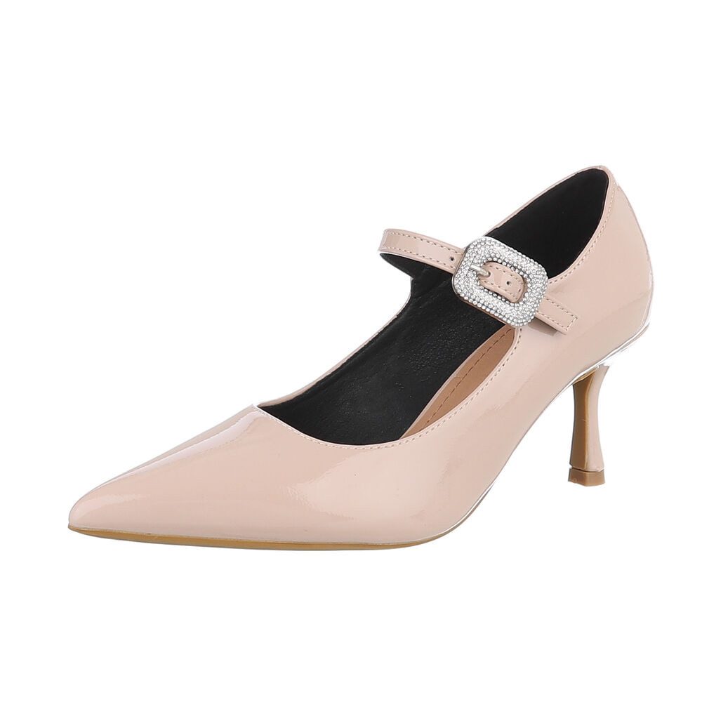 Ital-Design Damen Abendschuhe Elegant Schnürpumps (87118065) Pfennig-/Stilettoabsatz Schnür- & Riemchenpumps in Beige
