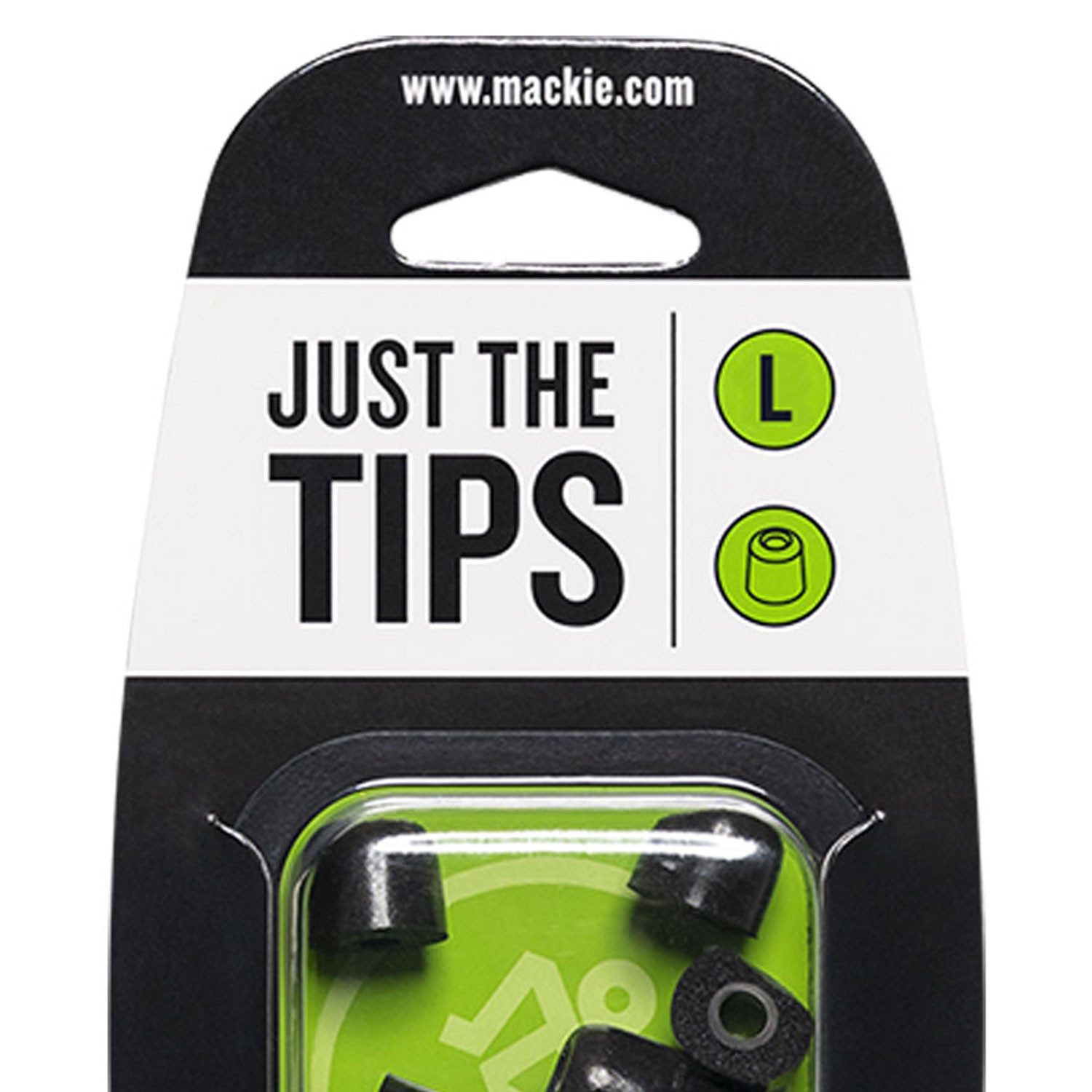 MACKIE Mackie Öhrstöpsel für In-Ear Kopfhörer Größe L mit Tuch In-Ear-Kopfhörer (Öhrstöpsel für In-Ear Kopfhörer, schwarz, Vorteils-Set mit Tuch)