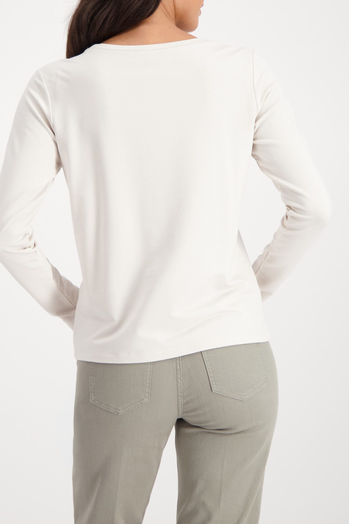 Monari Langarmshirt Shirt Pailletten Stick Regular fit mit Rundhalsausschnitt