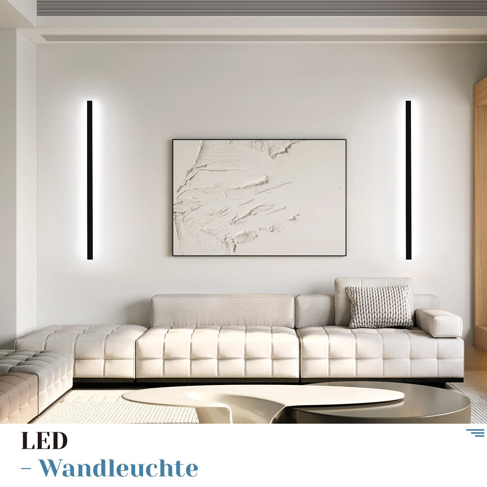 Nettlife LED Wandleuchte innen Schwarz 100cm 3000/6500K Flur Up Down Wandbeleuchtung, LED fest integriert, Kaltweiß, Flur Wohnzimmer Bett Treppenhaus Kinderzimmer Schlafzimmer