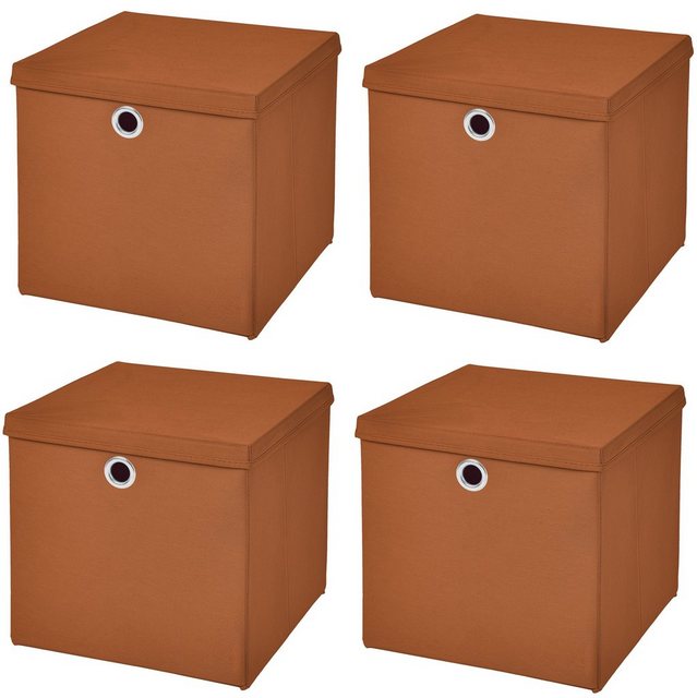 StickandShine Faltbox “4 Stück Faltboxen 28 x 28 x 28 cm faltbar mit Deckel Aufbewahrungsbox in verschiedenen Farben (4er SET 28x28x28) 28cm”