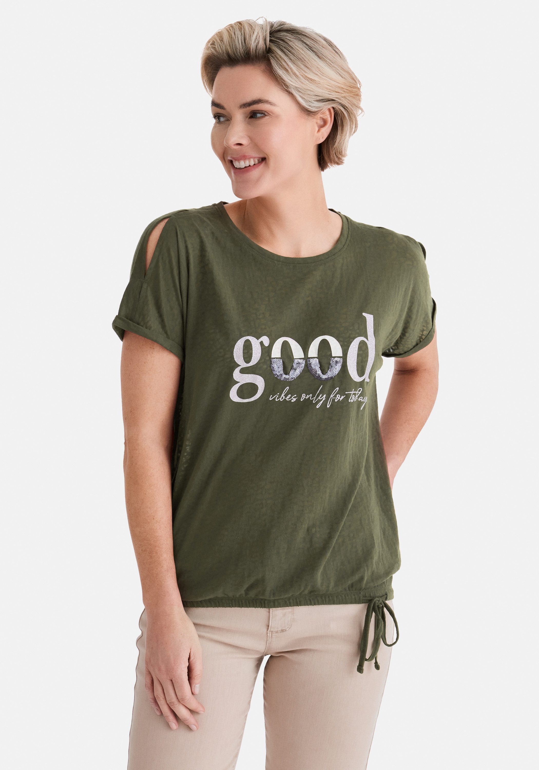 STOOKER WOMEN Kurzarmshirt STCLEA Print T-Shirt Regular Fit T-Shirt Spitzen- Shirt für Damen