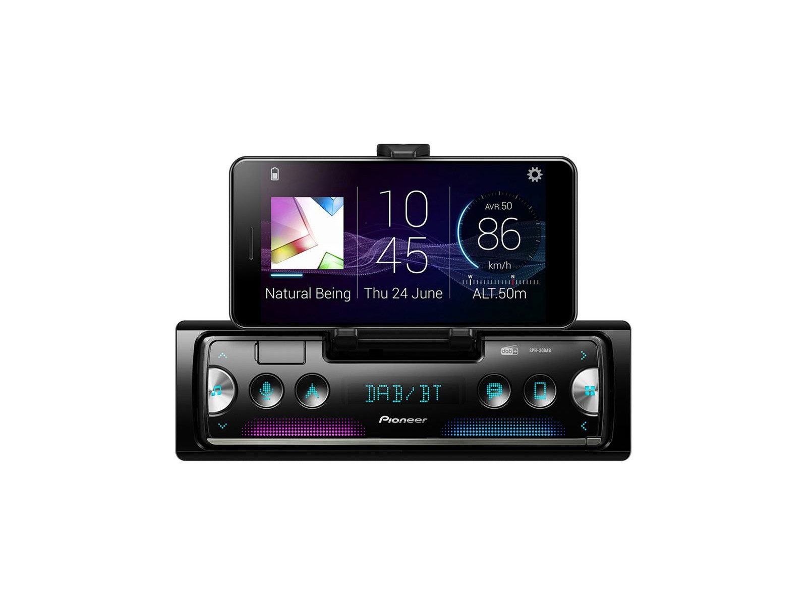 Pioneer SPH-20DAB Smartphone APP Radio Bluetooth Spotify Android iPhone Autoradio (RDS, AM/FM Radio, Animiertes Display, 1 DIN)