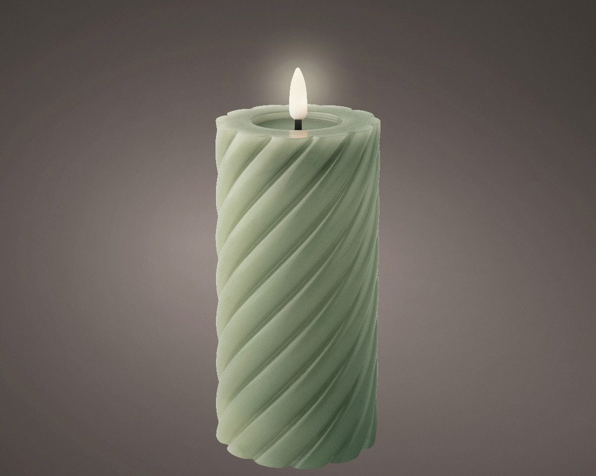 Kaemingk LED-Kerze Kaemingk LED Kerze Wachs indoor grün Ø 7,5 x 17,3 günstig online kaufen