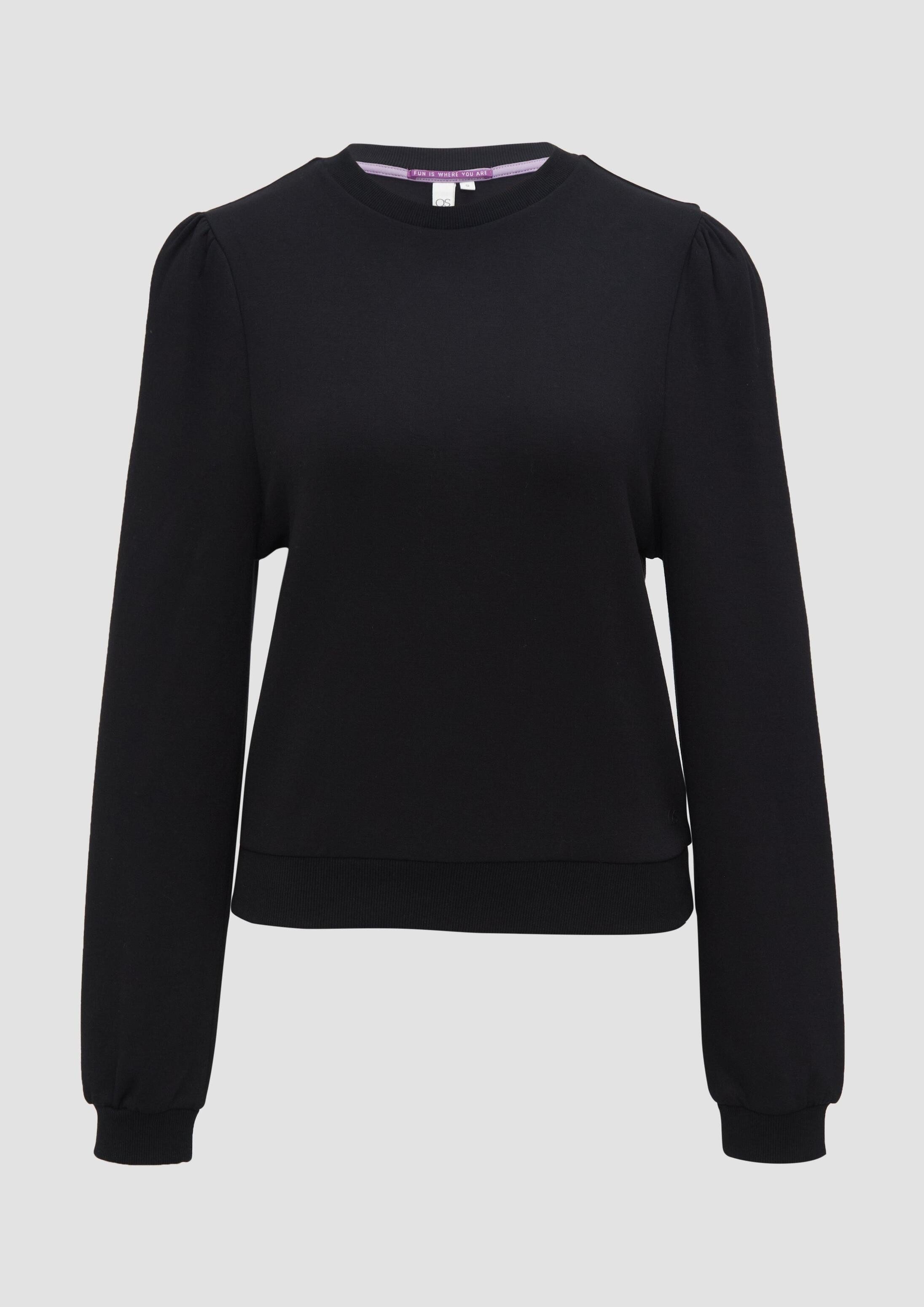 QS Sweatshirt Sweatshirt Viskosemix-Sweatshirt mit Puffärmeln