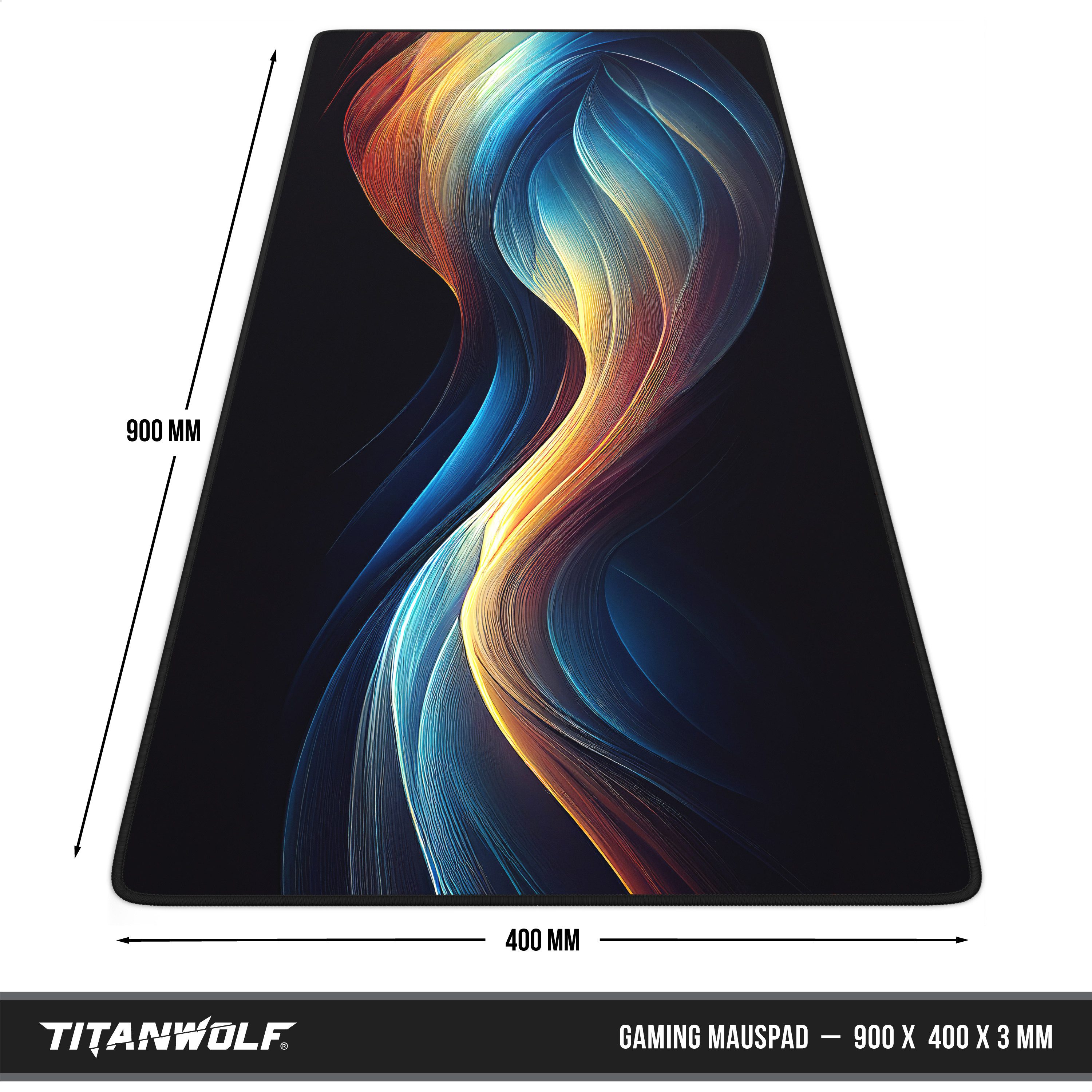 Titanwolf Gaming Mauspad XXL Speed Mousepad 900 x 400 x 3 mm, Schreibtischauflage, abwaschbar (1-St), rutschfeste Rückseite, Geschwindigkeit & Präzision, Abstra – Bild 2 von 5