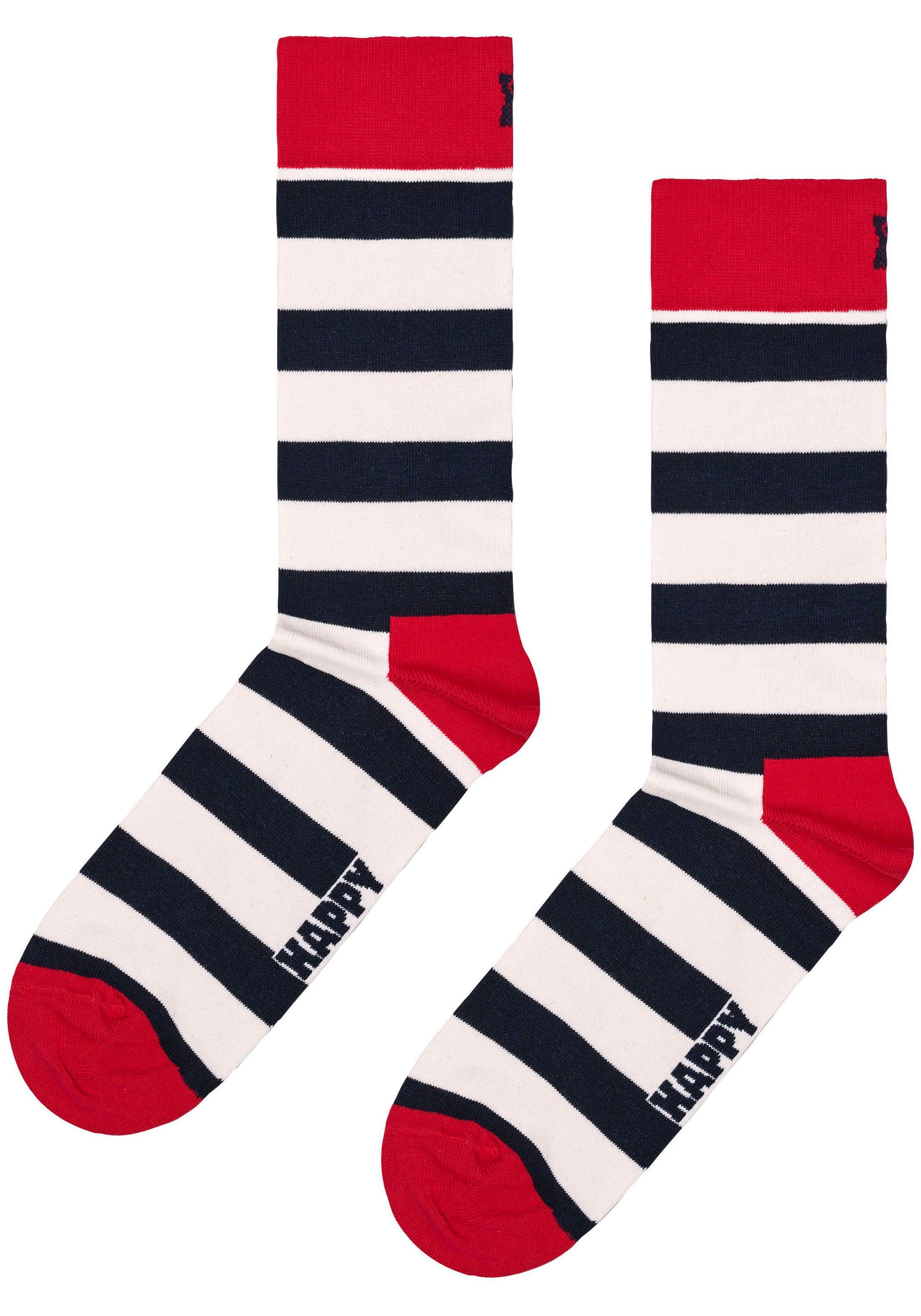 blue, Stripes white, Dots 2-Paar) Socks Socks & Big Dot Socken dark red Classic (Packung, Happy