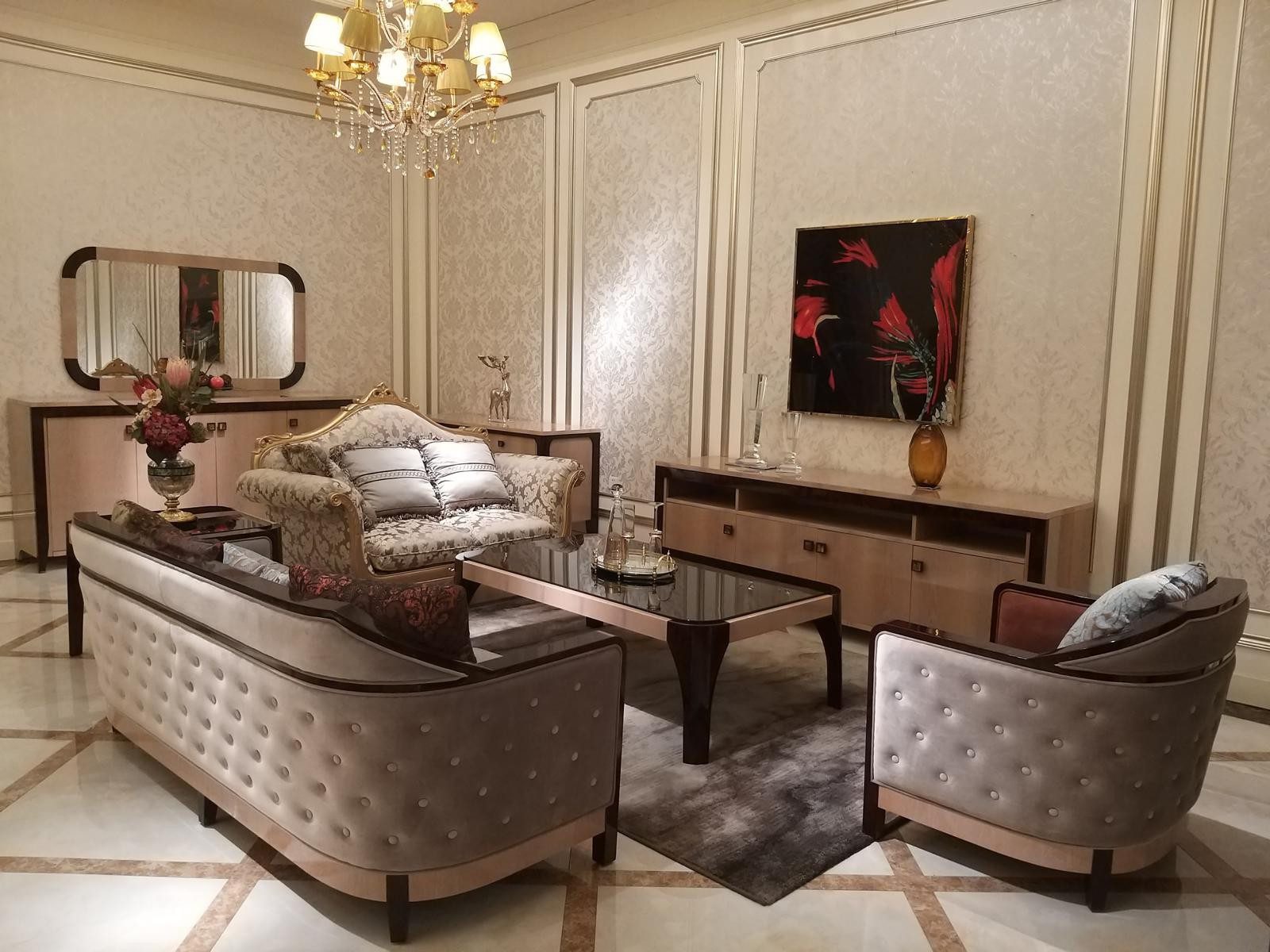 Xlmoebel Polstergarnitur Sofagarnitur 3+2+1 Chesterfield Leder Design Couchen, (3-tlg), Made in Europa