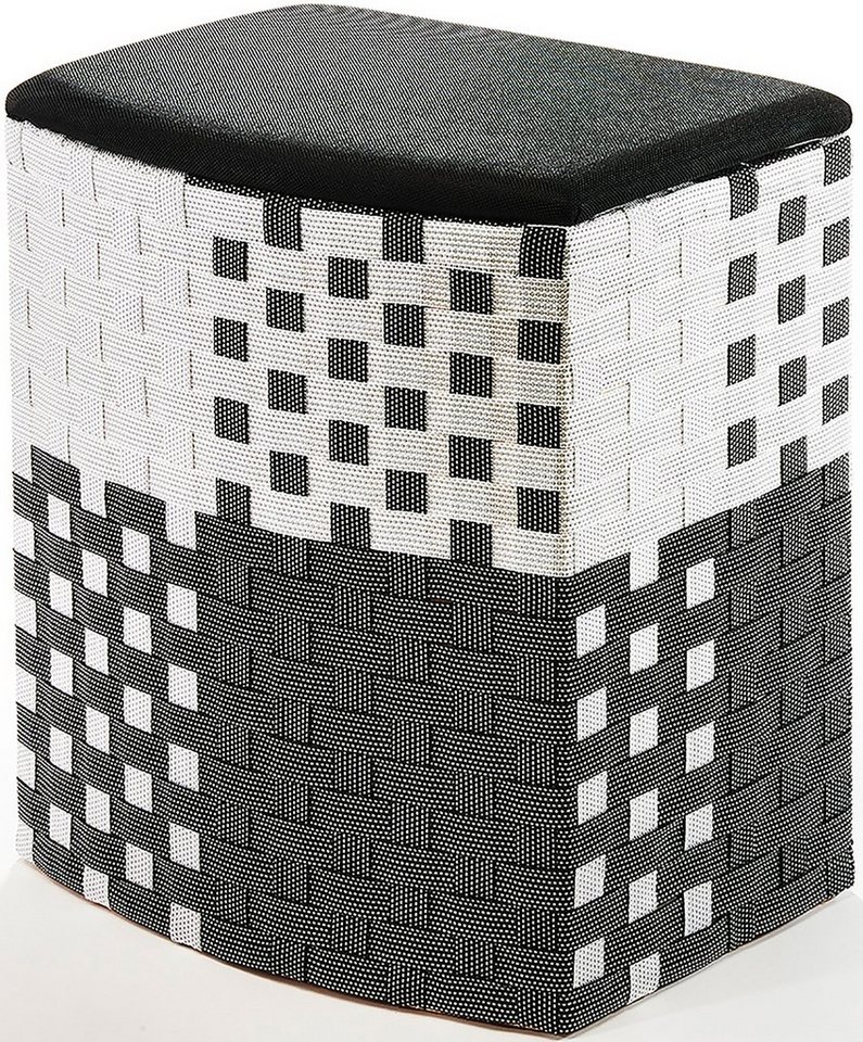 Kobolo Wäschekorb Wäschebehälter - Nylon - schwarz-weiß - 44x32x52cm