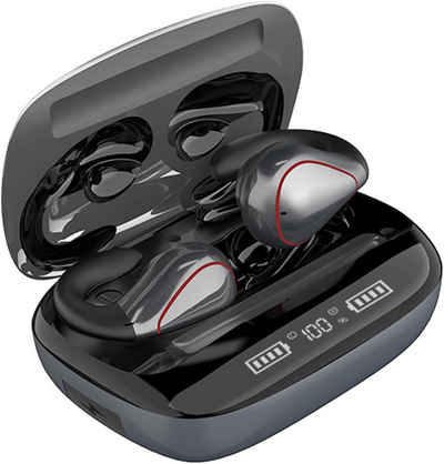 Xmenha Wasserdicht IPX5 gegen Schweiß und Spritzwasser Open-Ear-Kopfhörer (LED-Anzeige im Ladegehäuse: Zeigt Akkukapazität, auch während des Ladens. Große Kapazität, mehrfaches Aufladen möglich., mit sicheres & komfortables Sporterlebnis mit innovativer Technologie)