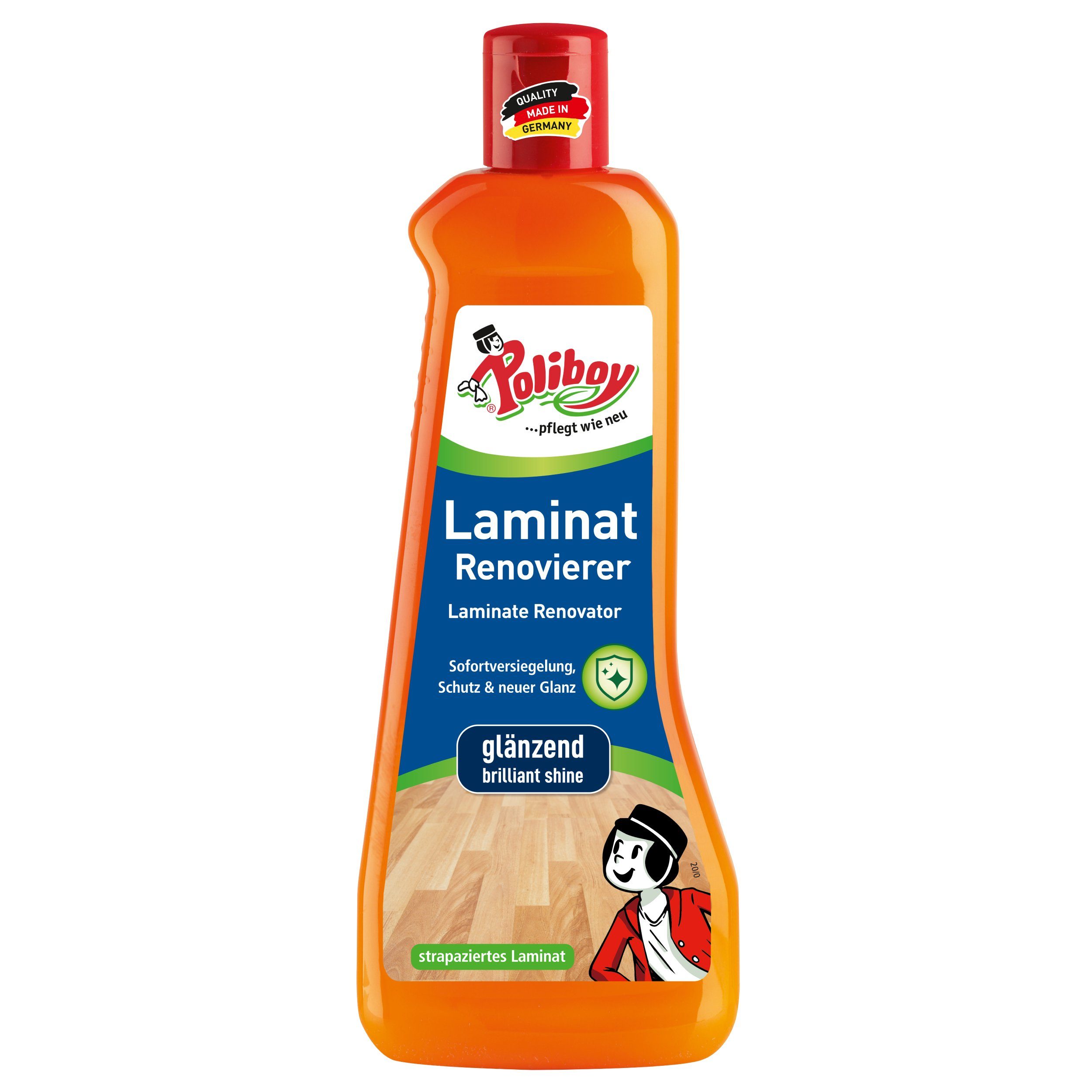 poliboy Laminat Renovierer - Sofort Versiegelung - 500ml Laminatreiniger (lang anhaltenden Glanz und Schutz für Laminatböden - Made in Germany)