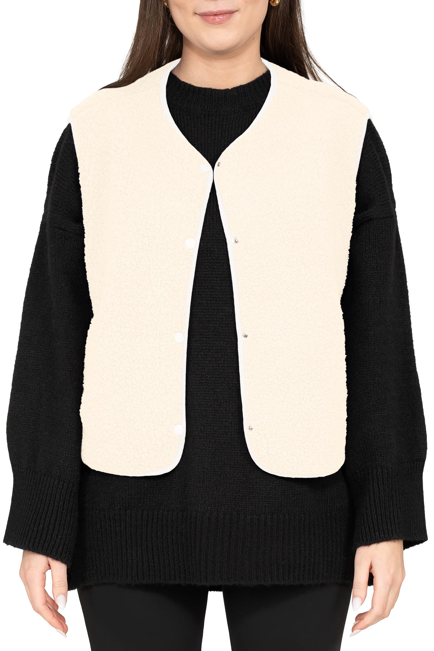 Plüschweste Damen Relaxed Fit Teddy Weste 25RSW098