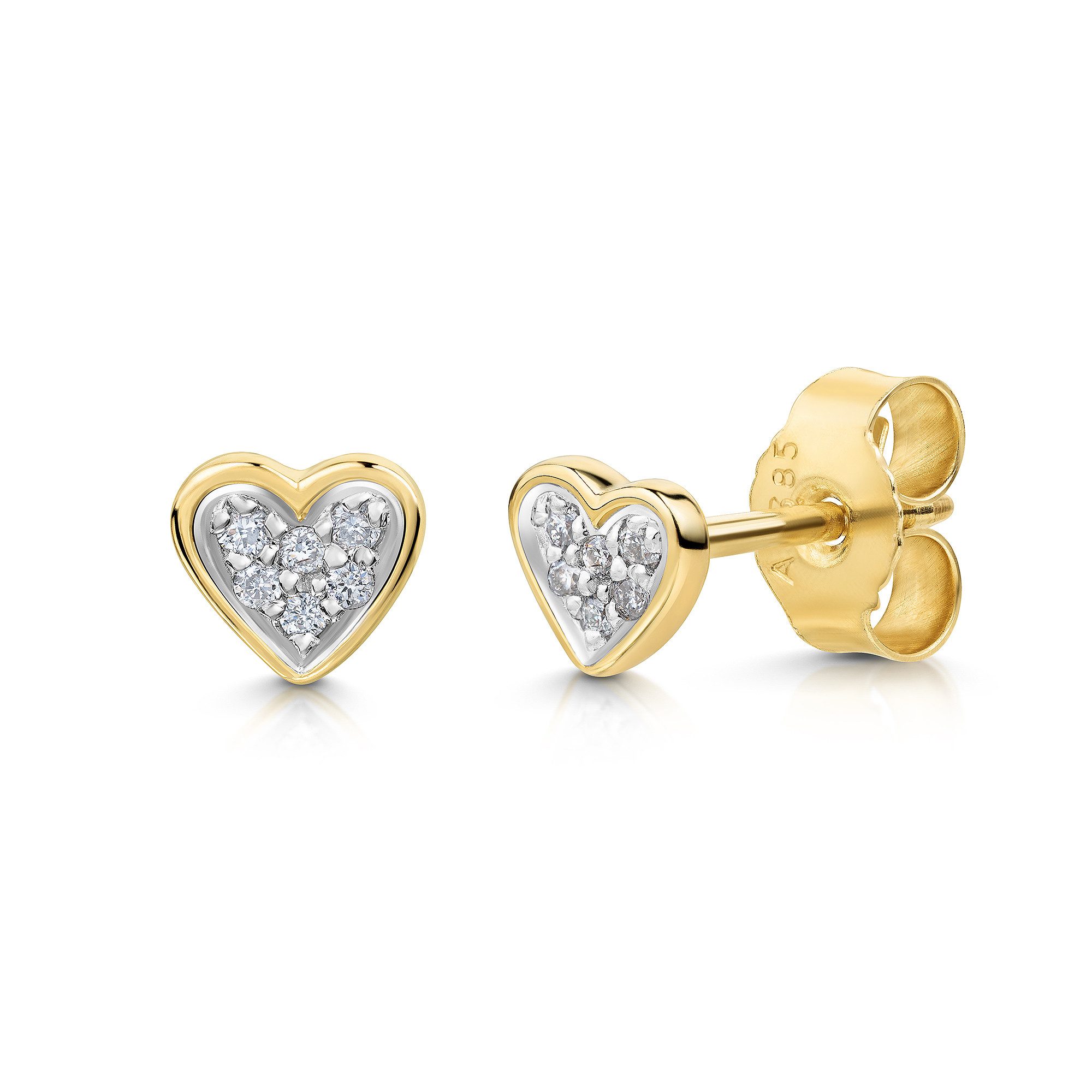 Diamonds by Ellen K. Paar Ohrstecker 585/- Gelbgold bicolor 12 Brill. 0,052ct. Herz