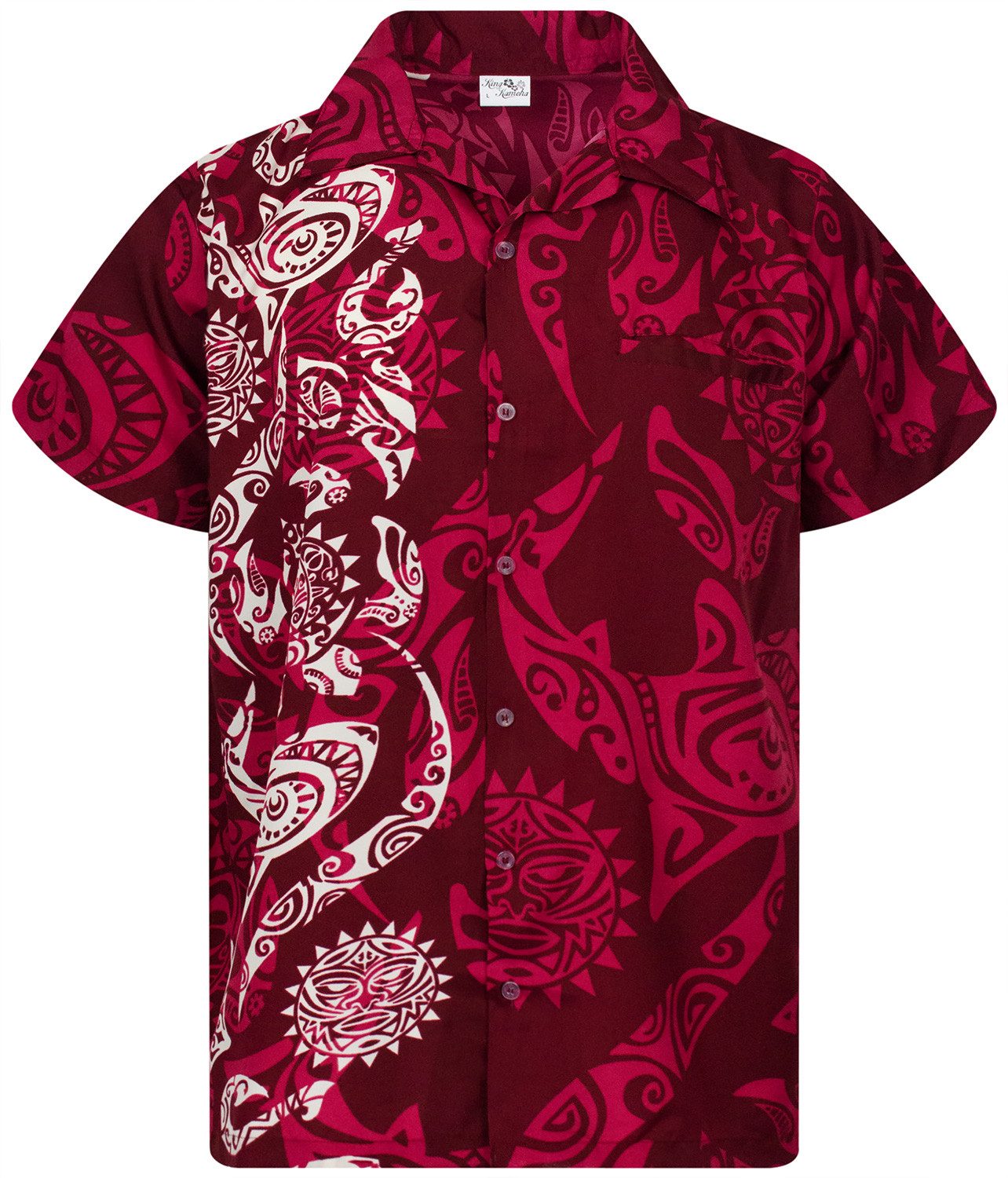 King Kameha Hawaiihemd Maori Wedding Funky Hawaii-Hemd Herren Kurzarm Front-Tasche Unisex
