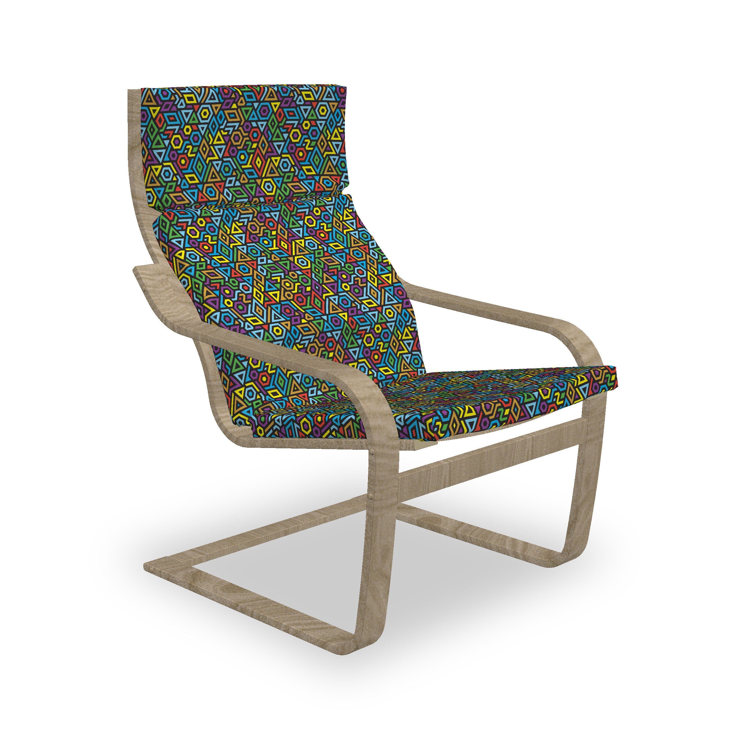 Abakuhaus Stuhlkissen Sitzkissen mit Stuhlkissen mit Hakenschlaufe und Reißverschluss, Bunt geometrisches Mosaik