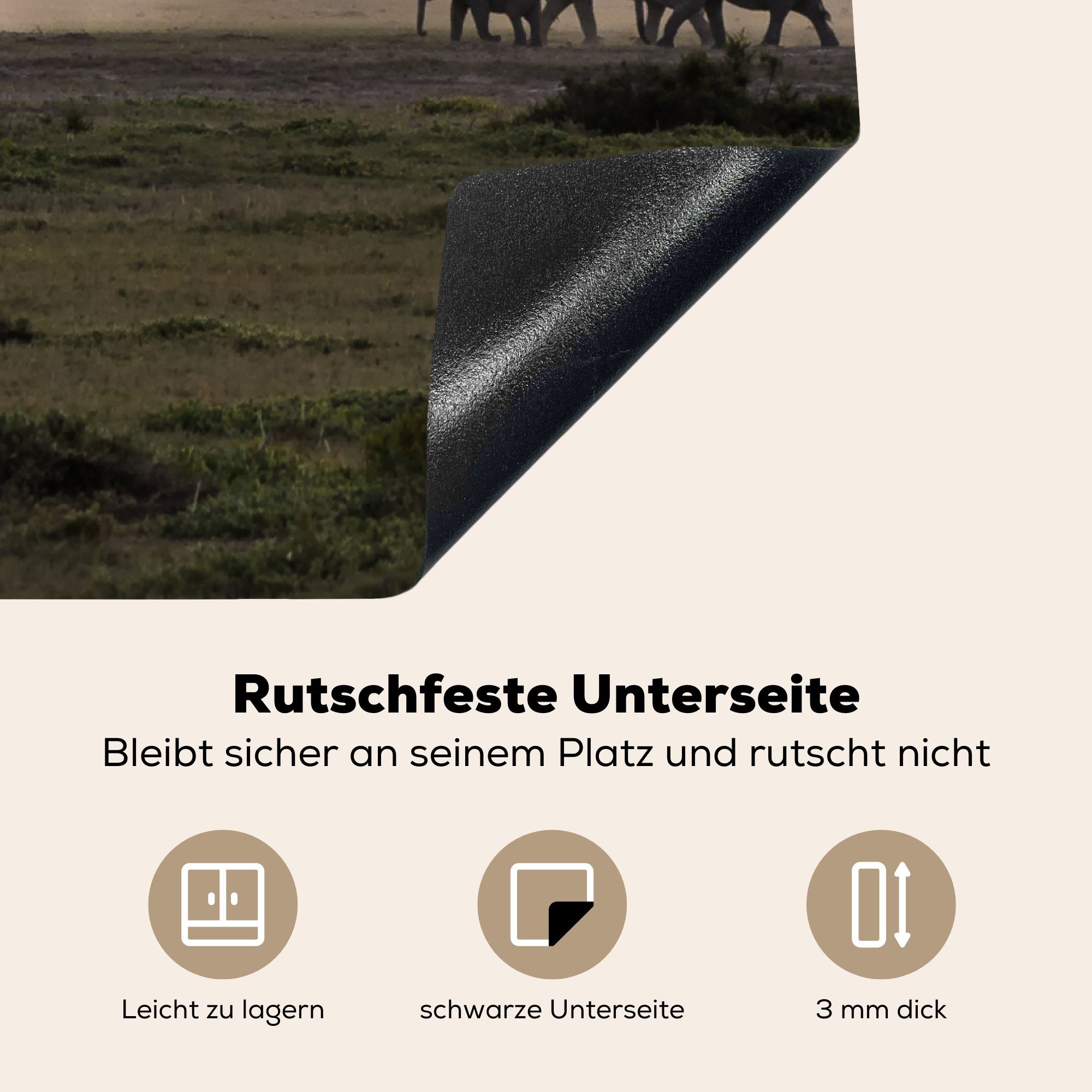 MuchoWow für (1 Arbeitsplatte Ceranfeldabdeckung, Park, küche Sonnenuntergang über African National cm, dem Amboseli tlg), Vinyl, Herdblende-/Abdeckplatte 78x78