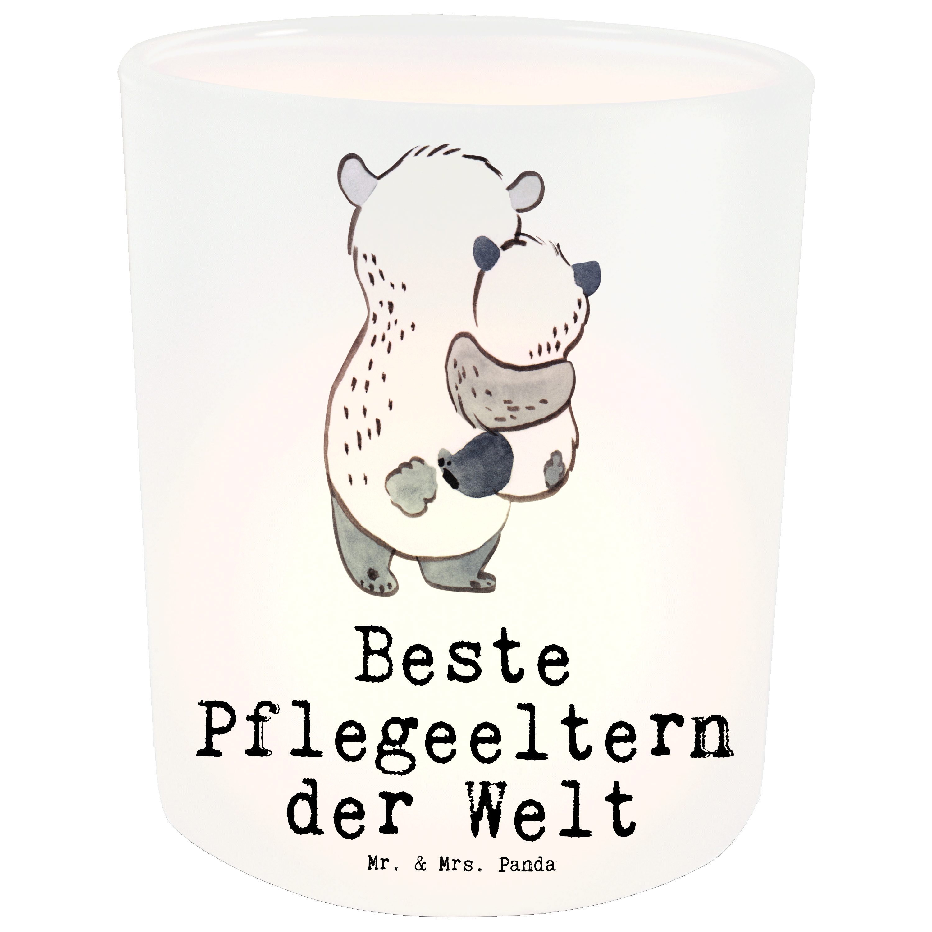 Mr. & Mrs. Panda Windlicht Transparent Welt der Kerzenlic Beste - Panda - Geschenk, St) Pflegeeltern (1