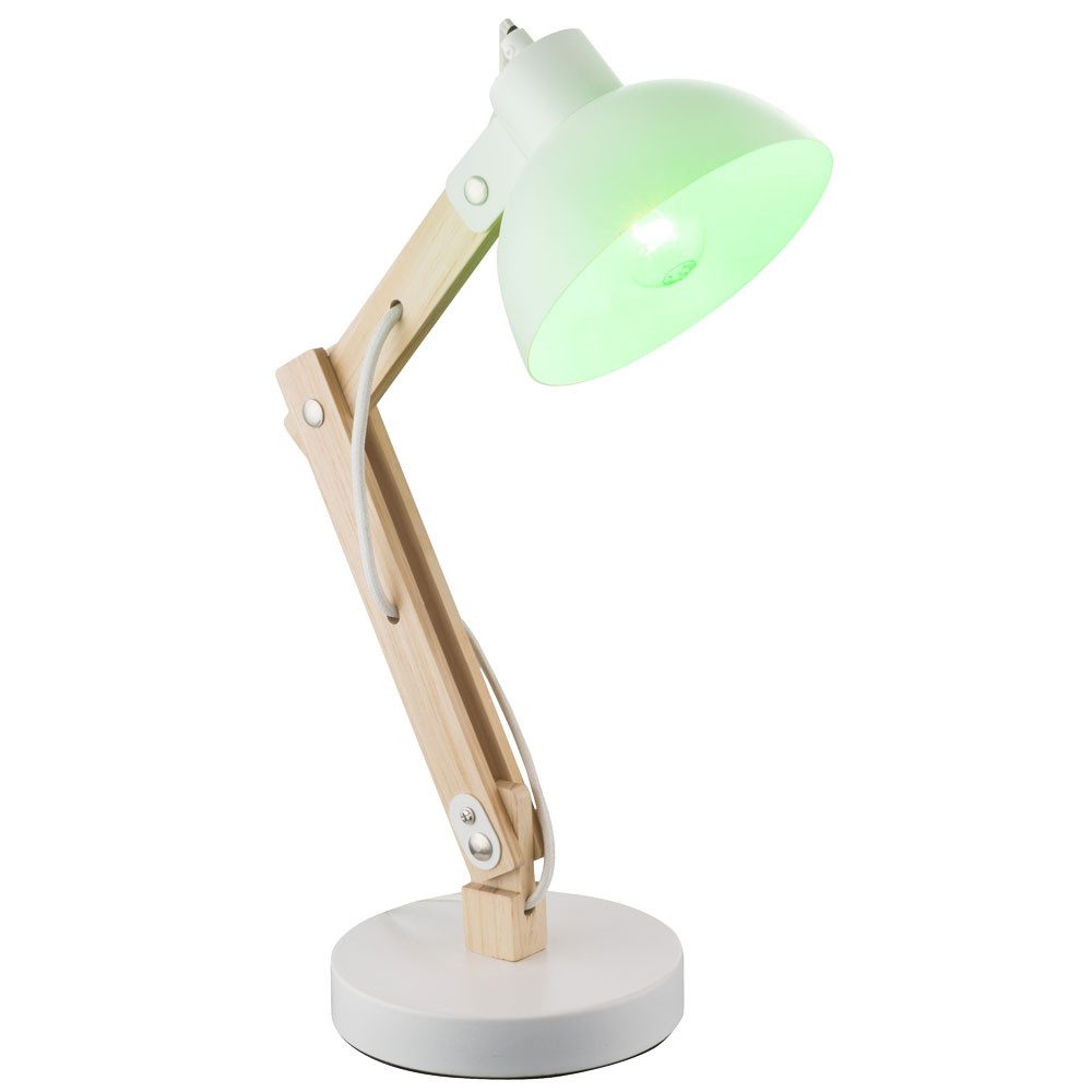 GLOBO LIGHTING Schreibtischlampe, Warmweiß, Farbwechsel, Tischlampe Tischleuchte Holzlampe dimmbar Fernbedienung weiß LED 45cm