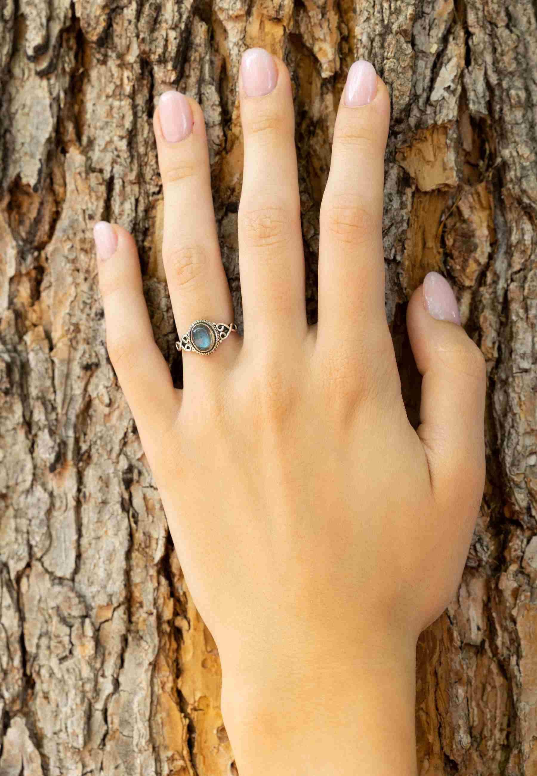 mantraroma Silberring BAGHIMI oval aus 925 Silber mit Labradorit (Ring mit günstig online kaufen