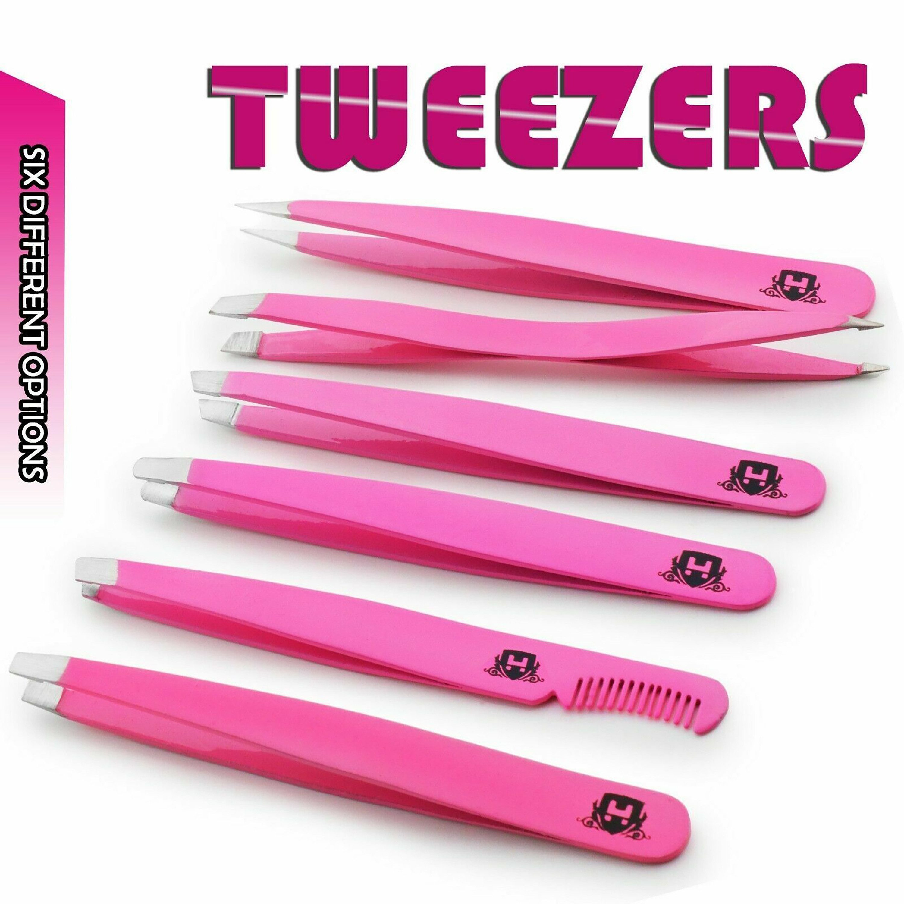 Haryali London Pinzette Professionelles Augenbrauen-Wimpern pinzetten-Set Haarentfernun zupfer, 6 pieces pack, schräg, spitz, rund, gerade, schräg+kamm, spitz+schräg, Beauty Friseur Wimpernverlängerung eingewachsene Haarentfernung Frauen