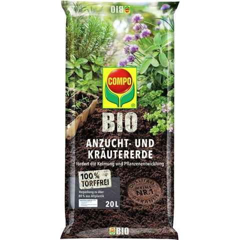 Compo Bio-Erde Anzucht- und Kräutererde Bio-Qualität, 20 Liter