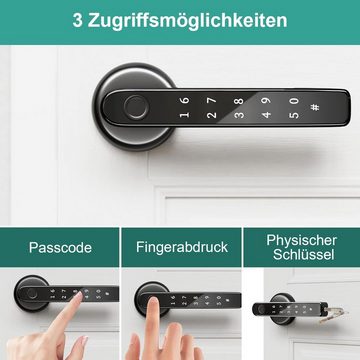 yozhiqu Türschließer Türgriffe mit Fingerabdruck, biometrische Türschlösser mit Magnetkarte, (1-tlg), Mit Code, schlüsselloser Zugang, einfach zu installieren