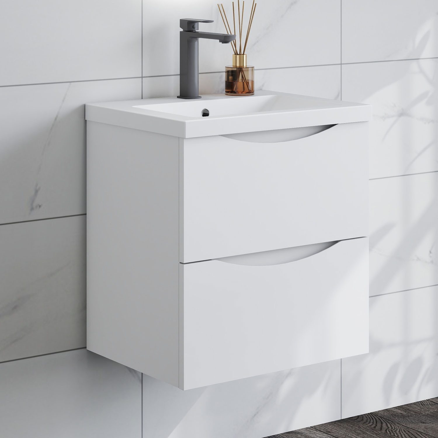 duschspa Waschtisch Waschbecken mit Unterschrank Waschtischunterschrank Smiley, Badmöbel in Breite 50/60/80/90/100 cm
