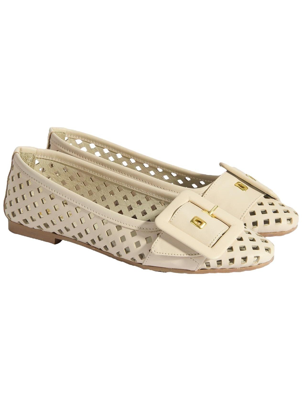 Desa Damen-Ballerinas aus Leder – Atmungsaktives Design mit flachem Ab Ballettschuh