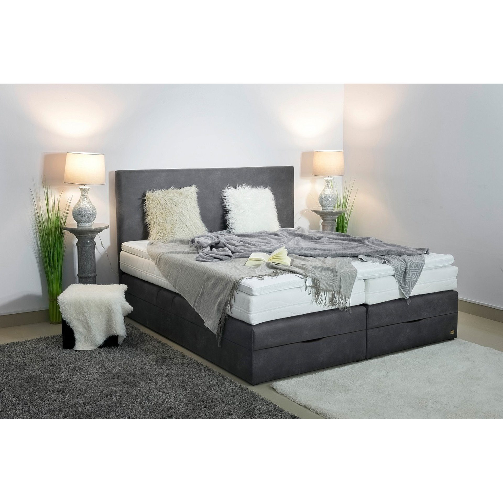 PAARA Boxspringbett Florenz« mit Bettkasten Kopfteil verstellbar Staurau, mit einzigartigem Belüftungssystem