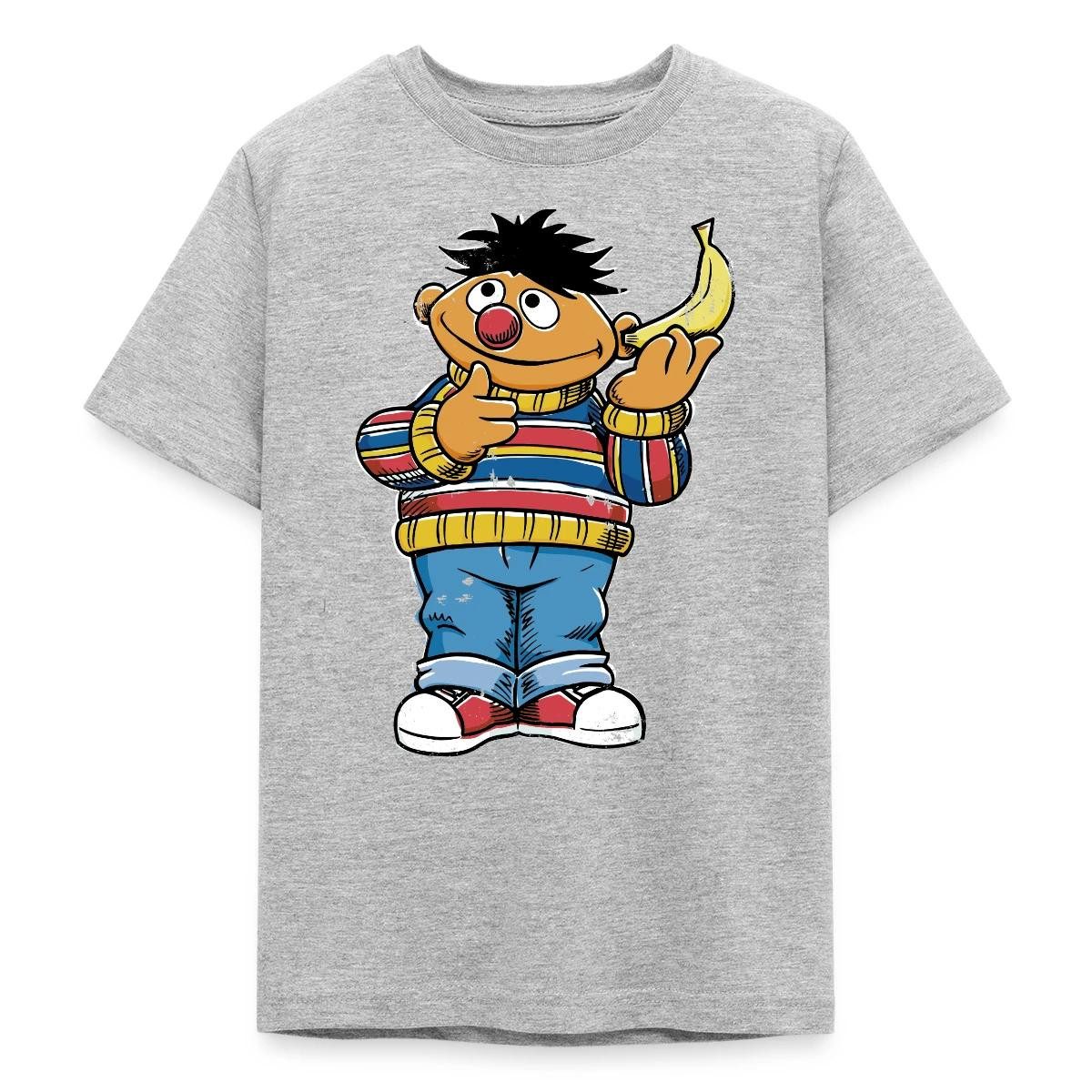 T-Shirt Sesamstraße Ernie Mit Banane Pose Lustig Used Look Teenager T-Shirt